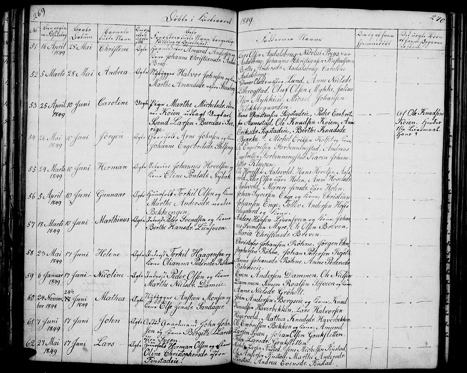 Løten prestekontor, AV/SAH-PREST-022/L/La/L0002: Parish register (copy) no. 2, 1832-1850, p. 269-270