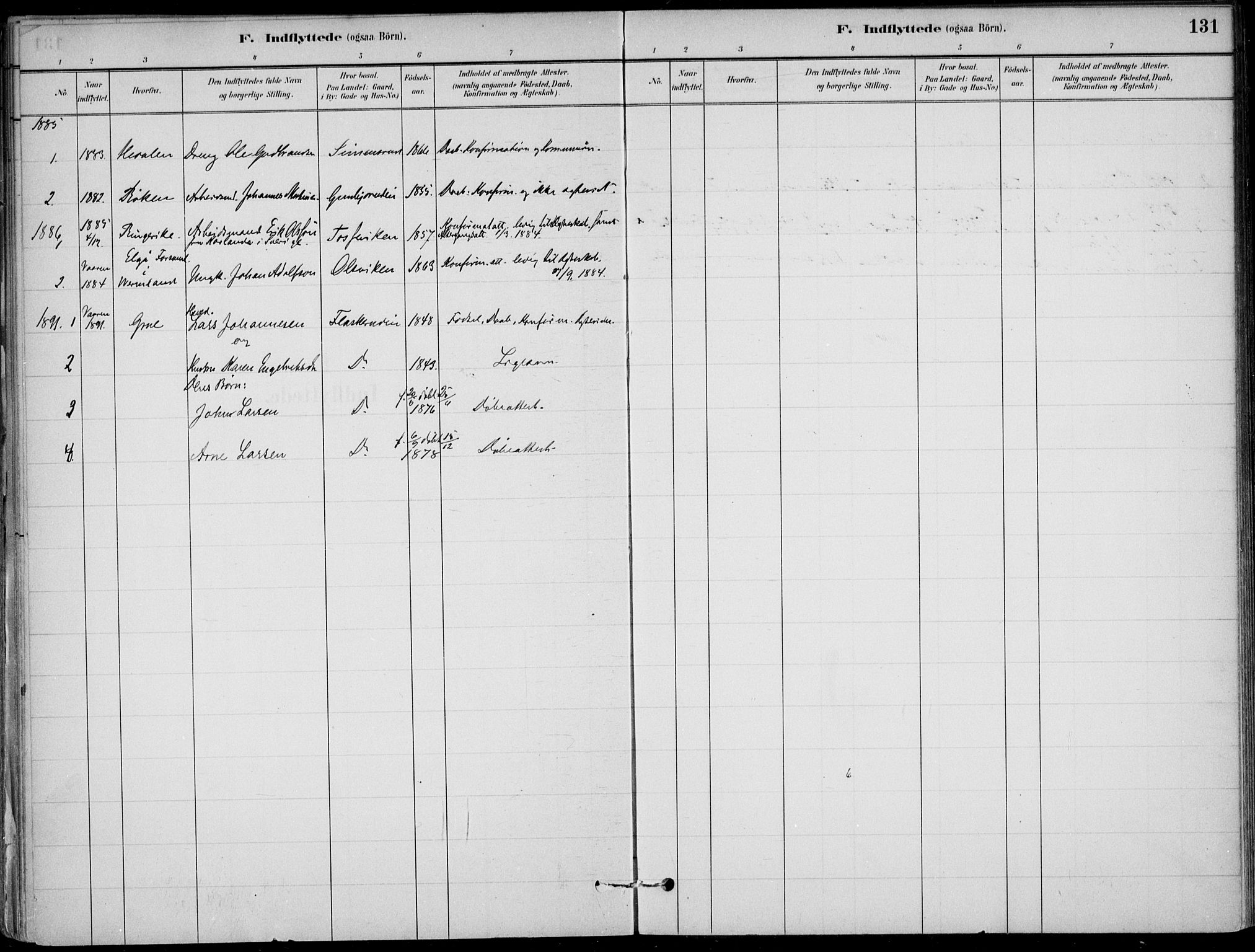 Ådal kirkebøker, AV/SAKO-A-248/F/Fa/L0003: Parish register (official) no. I 3, 1884-1903, p. 131