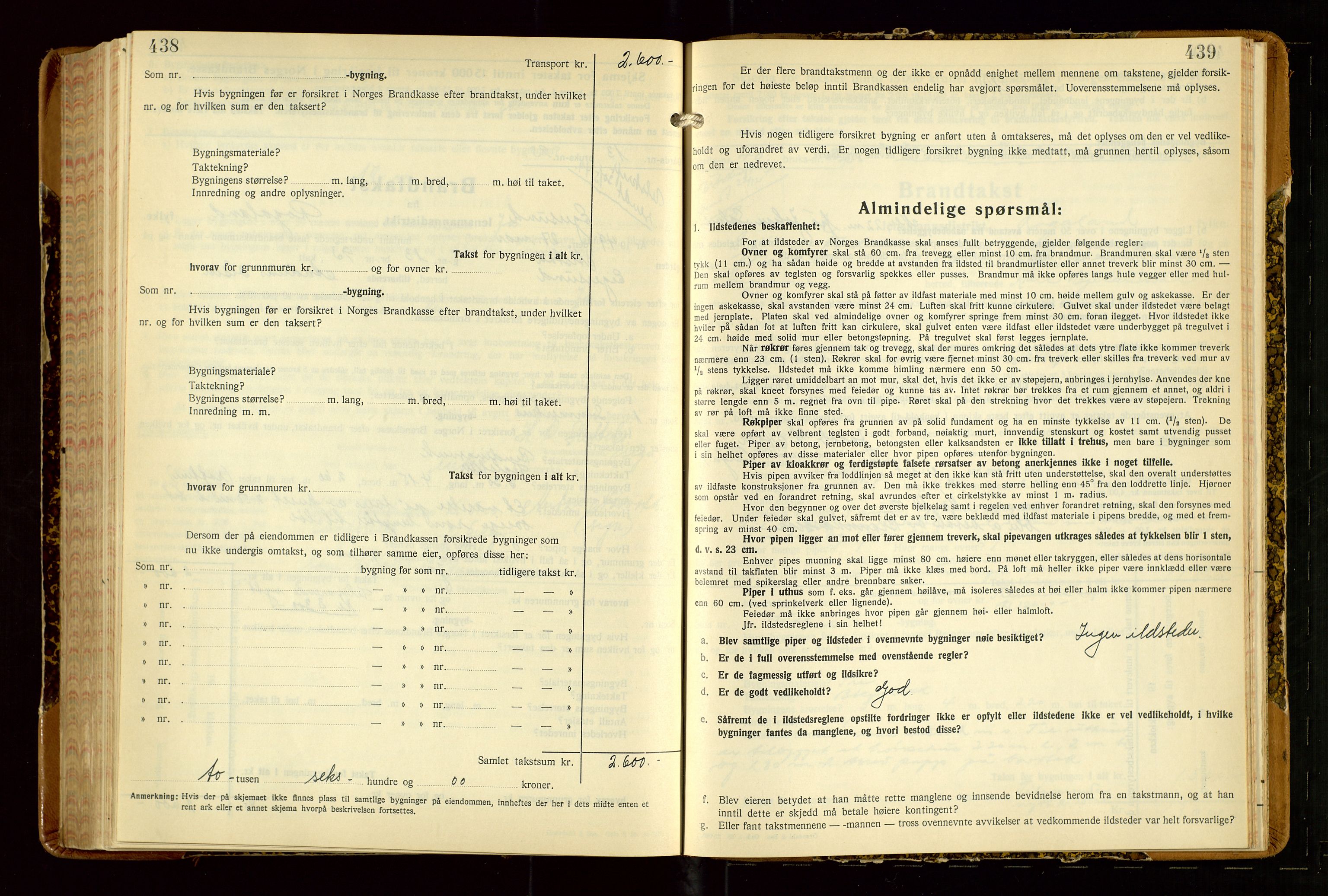 Eigersund lensmannskontor, SAST/A-100171/Gob/L0007: "Brandtakstprotokoll", 1938-1955, p. 438-439