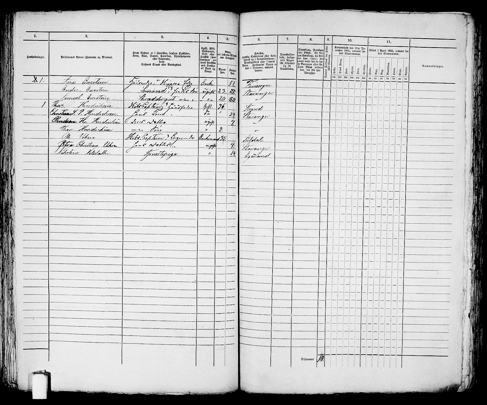 RA, 1865 census for Stavanger, 1865, p. 812