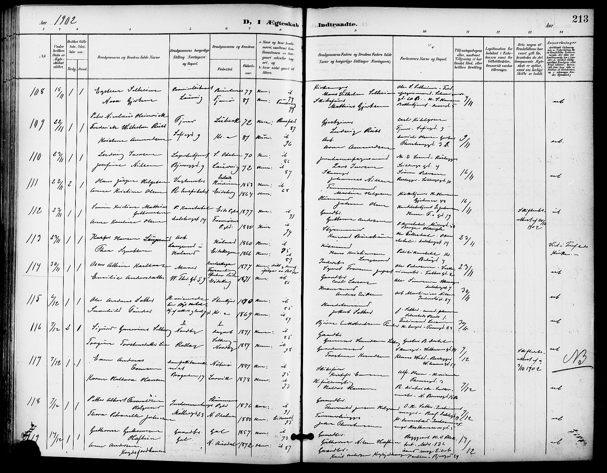 Gamle Aker prestekontor Kirkebøker, SAO/A-10617a/F/L0012: Parish register (official) no. 12, 1898-1910, p. 213