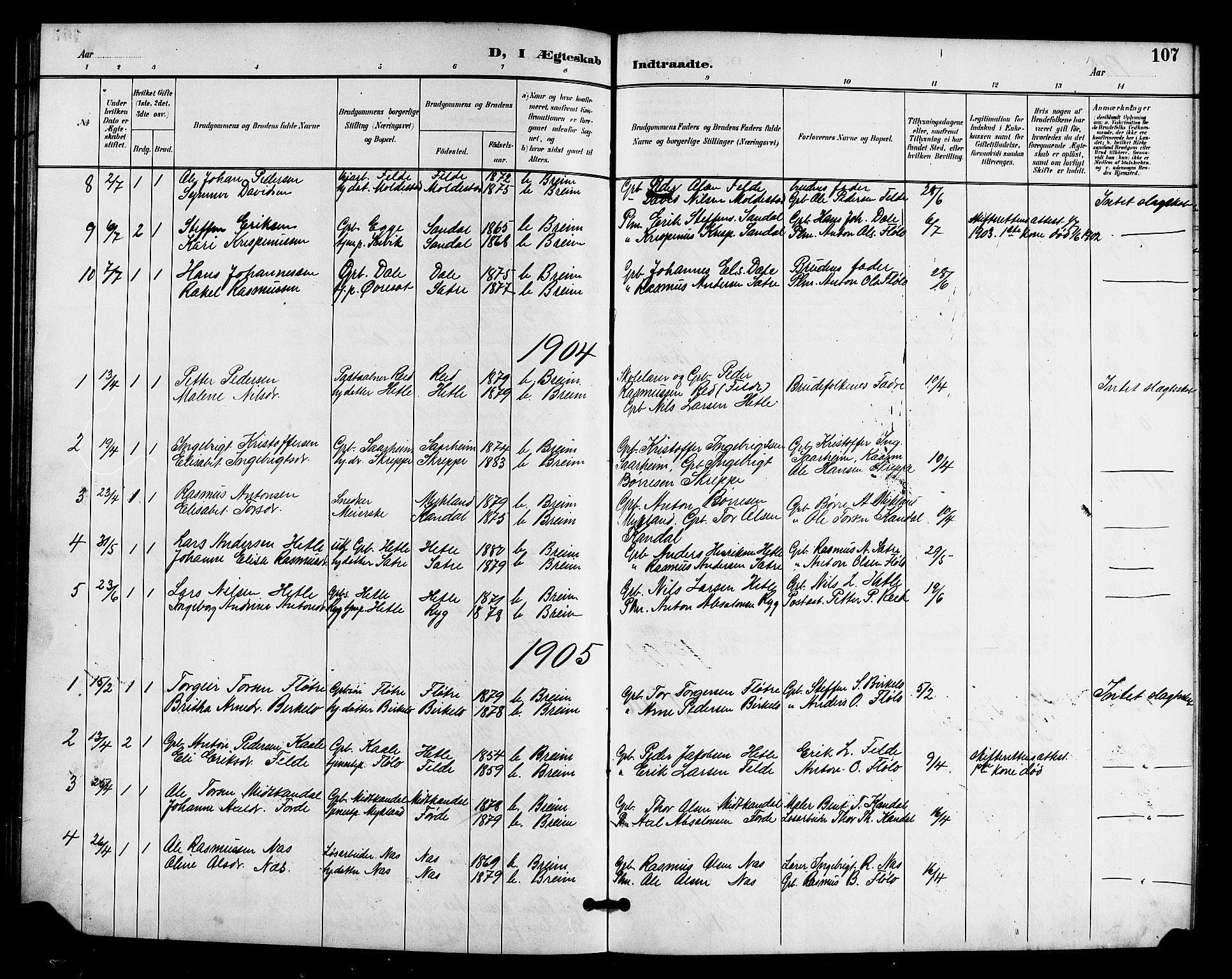 Gloppen sokneprestembete, AV/SAB-A-80101/H/Hab/Habc/L0002: Parish register (copy) no. C 2, 1896-1910, p. 107