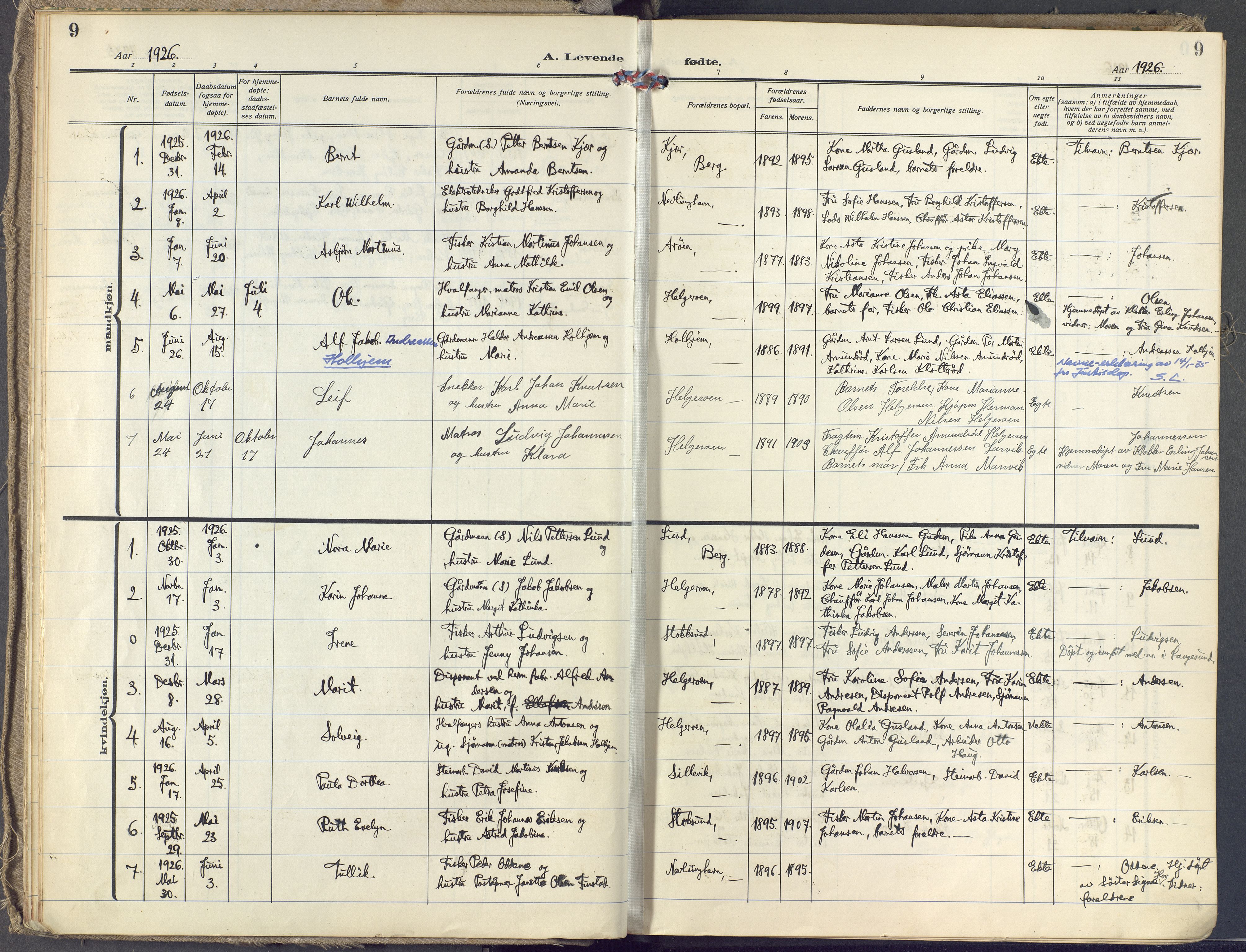 Brunlanes kirkebøker, SAKO/A-342/F/Fb/L0004: Parish register (official) no. II 4, 1923-1940, p. 9