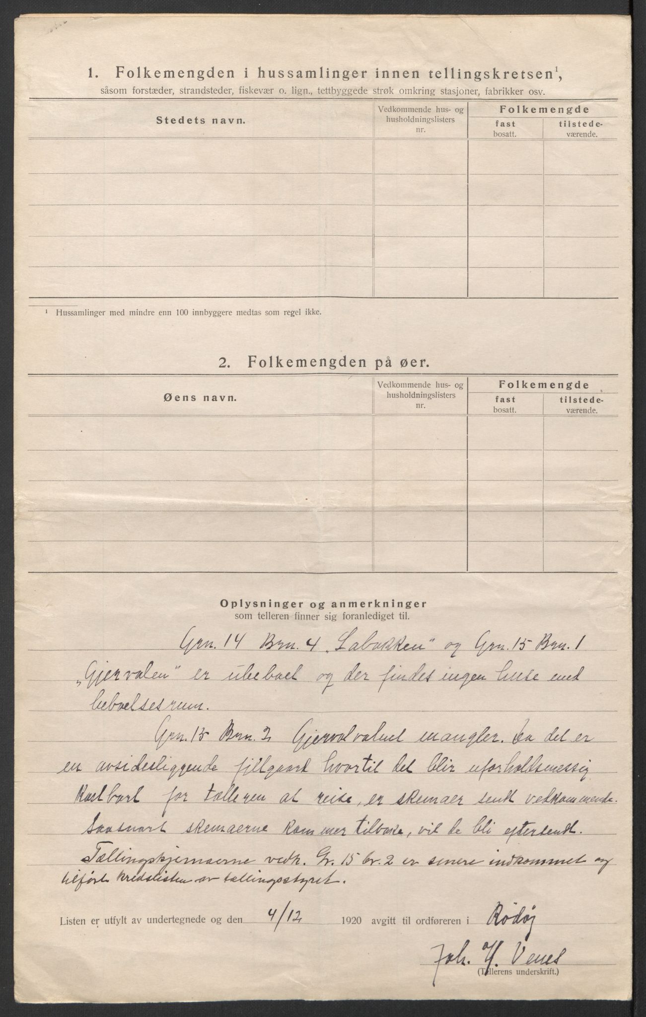 SAT, 1920 census for Rødøy, 1920, p. 14