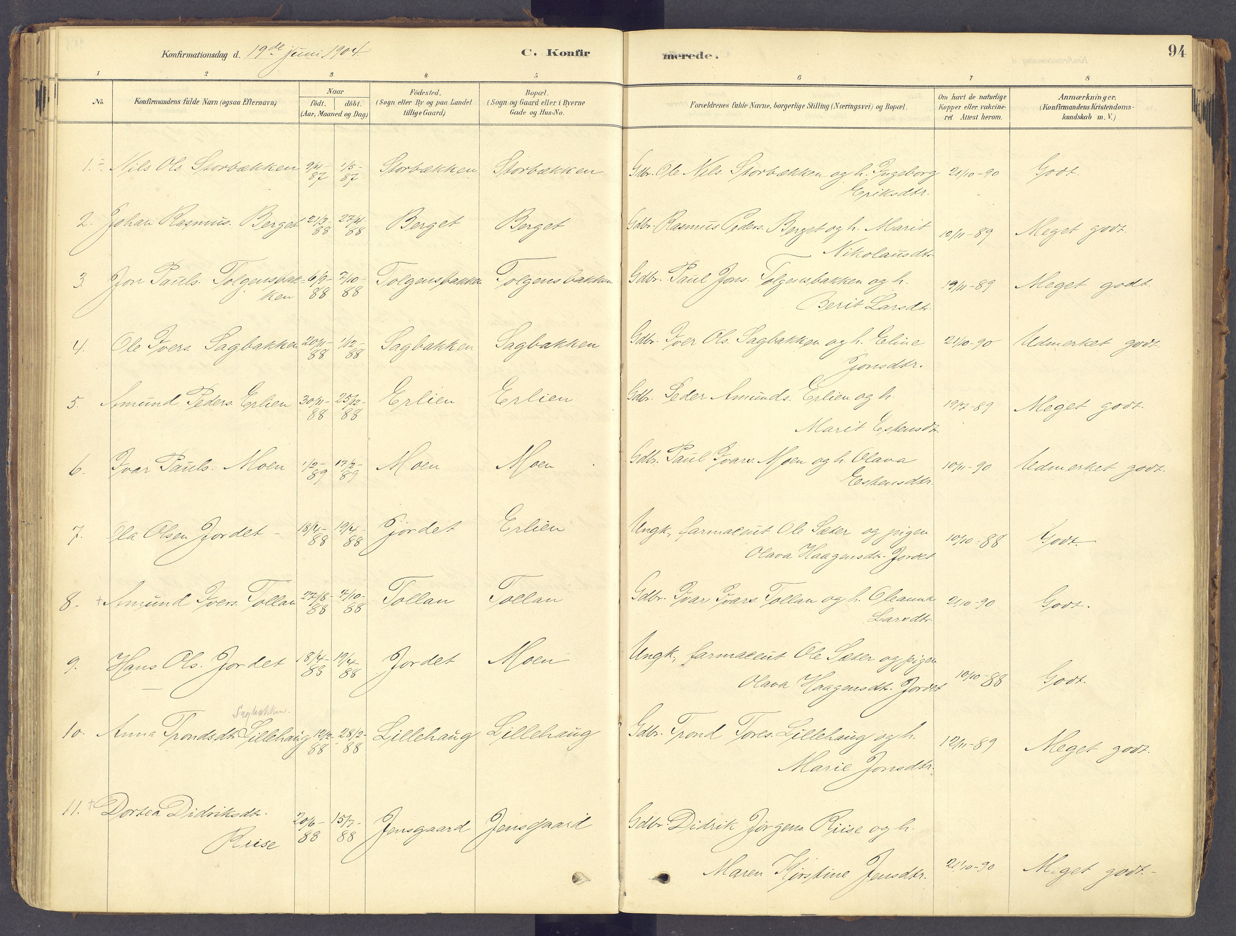 Tolga prestekontor, AV/SAH-PREST-062/K/L0011: Parish register (official) no. 11, 1877-1920, p. 94