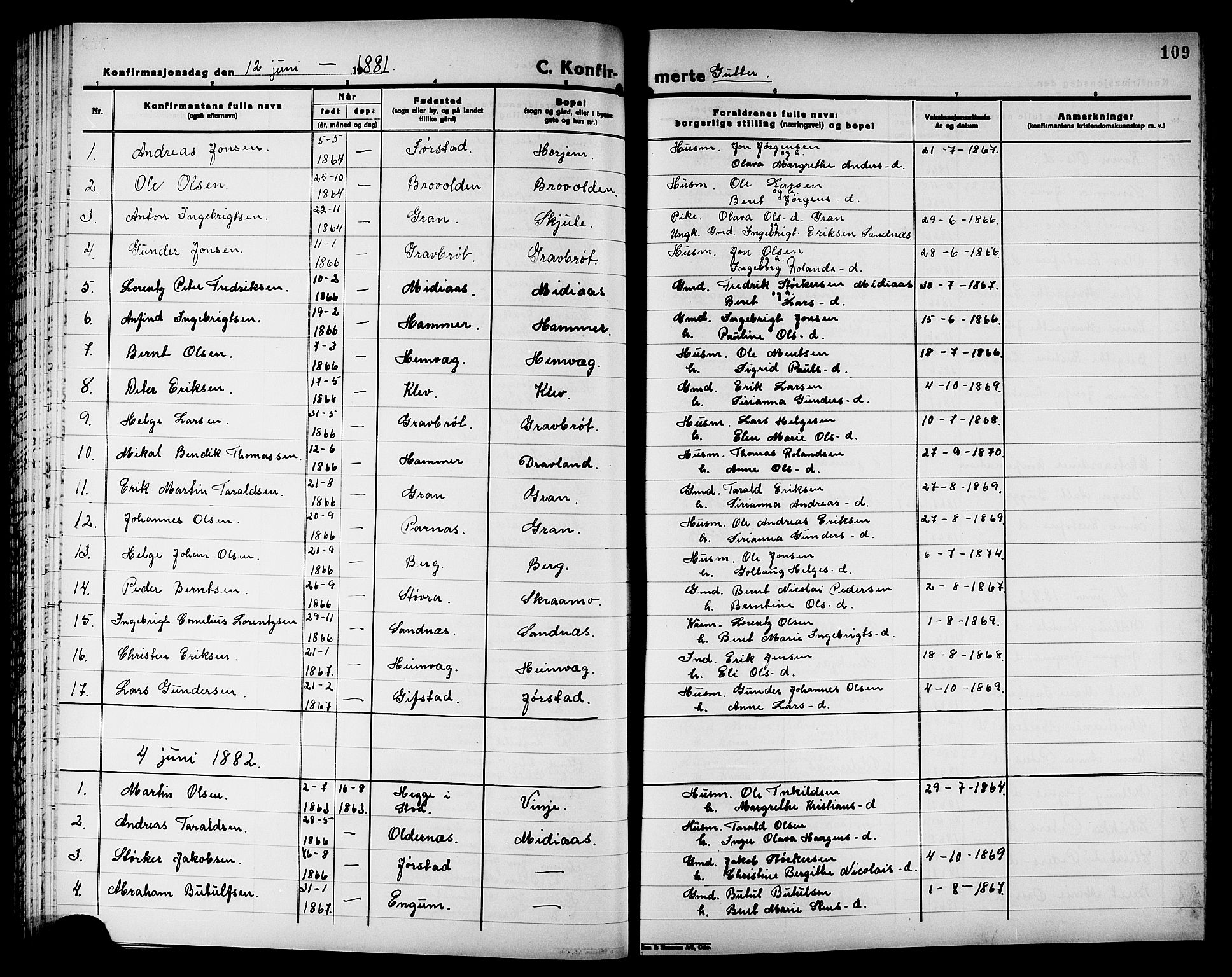 Ministerialprotokoller, klokkerbøker og fødselsregistre - Nord-Trøndelag, AV/SAT-A-1458/749/L0486: Parish register (official) no. 749D02, 1873-1887, p. 109