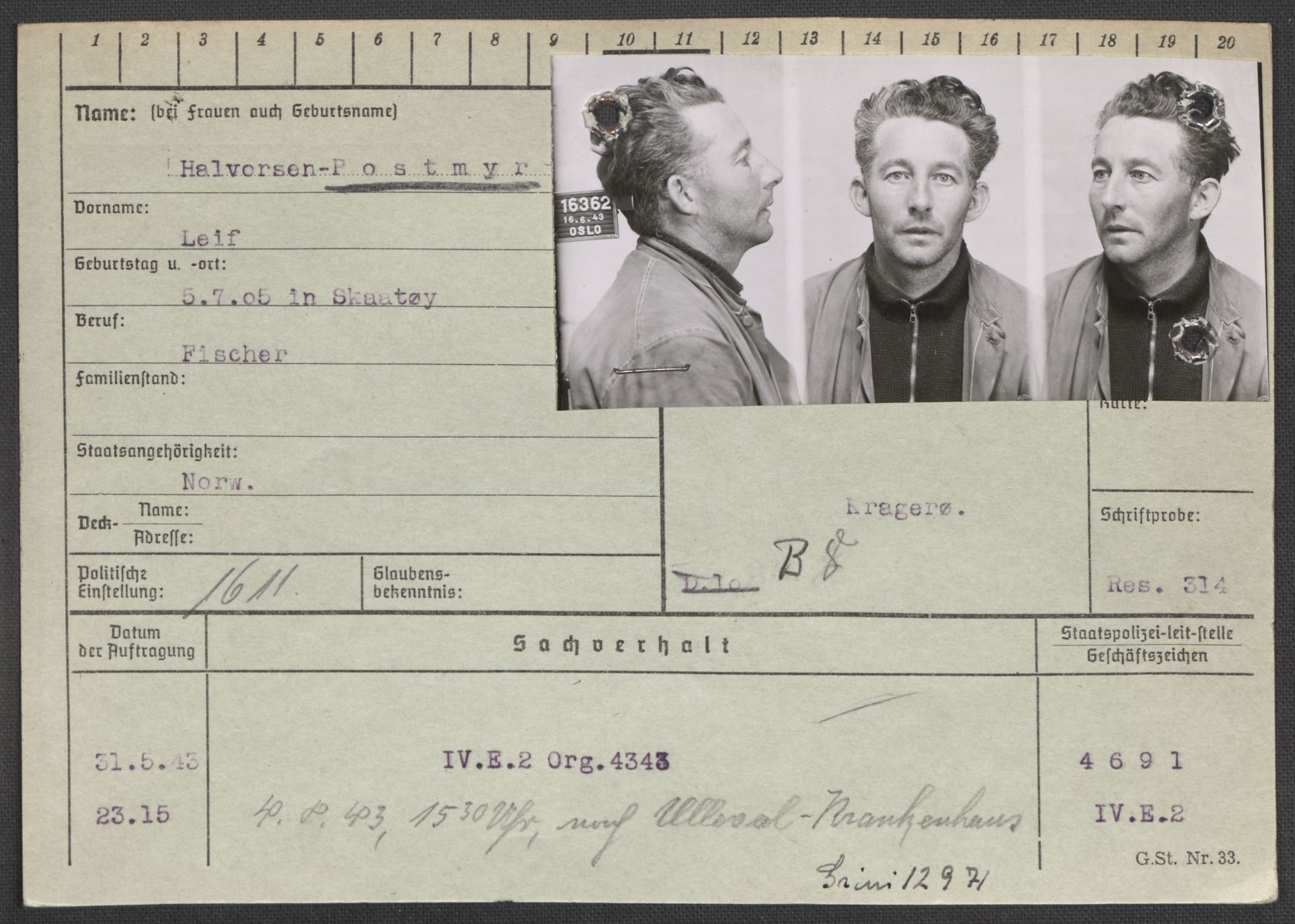 Befehlshaber der Sicherheitspolizei und des SD, AV/RA-RAFA-5969/E/Ea/Eaa/L0008: Register over norske fanger i Møllergata 19: Oelze-Ru, 1940-1945, p. 924