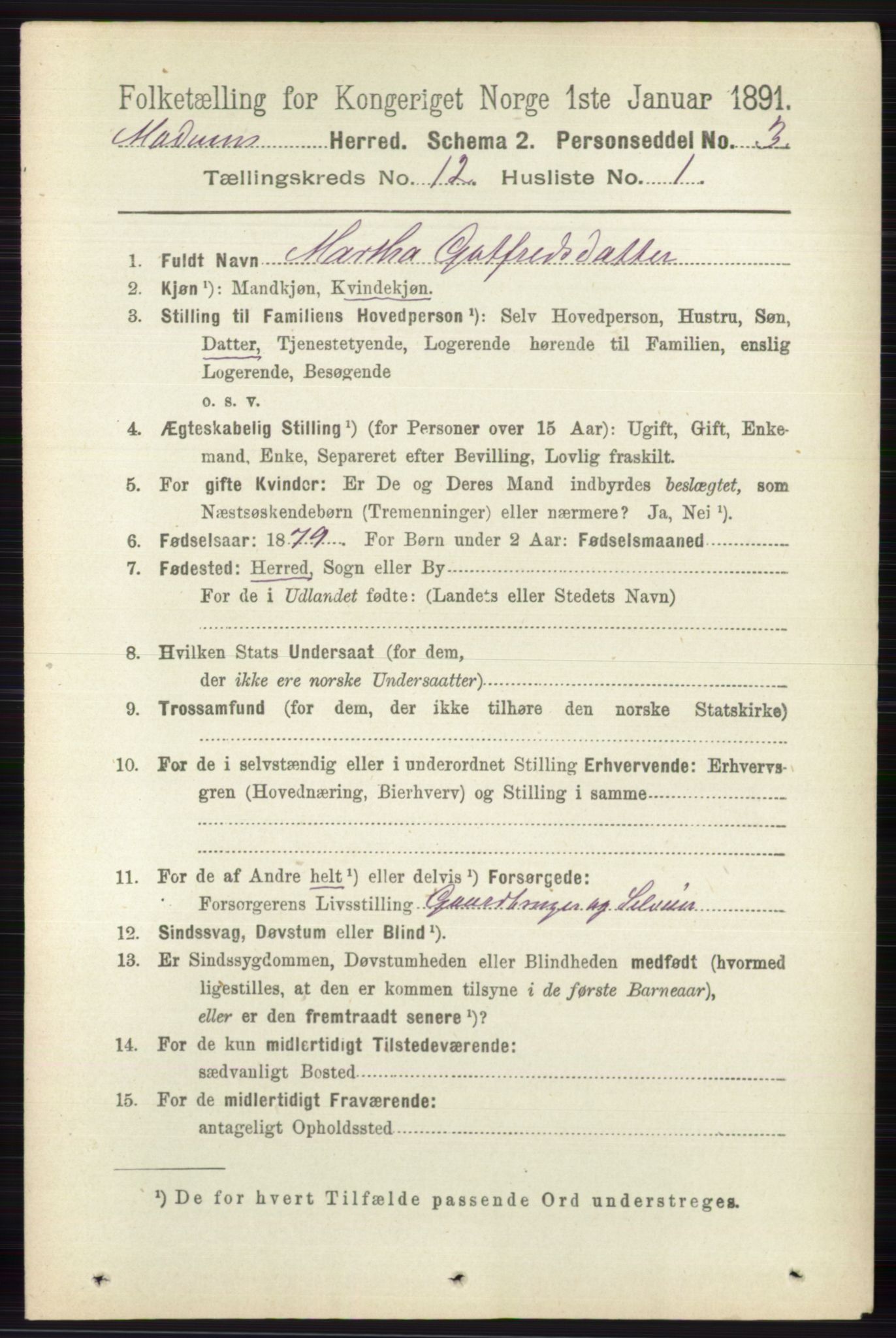 RA, 1891 census for 0623 Modum, 1891, p. 4457