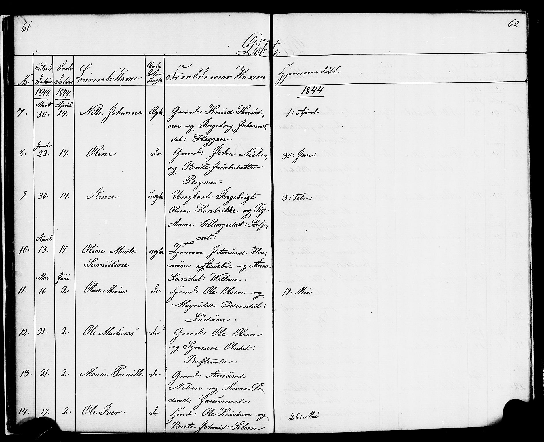 Hornindal sokneprestembete, AV/SAB-A-82401/H/Haa/Haaa/L0001: Parish register (official) no. A 1, 1837-1866, p. 62-63