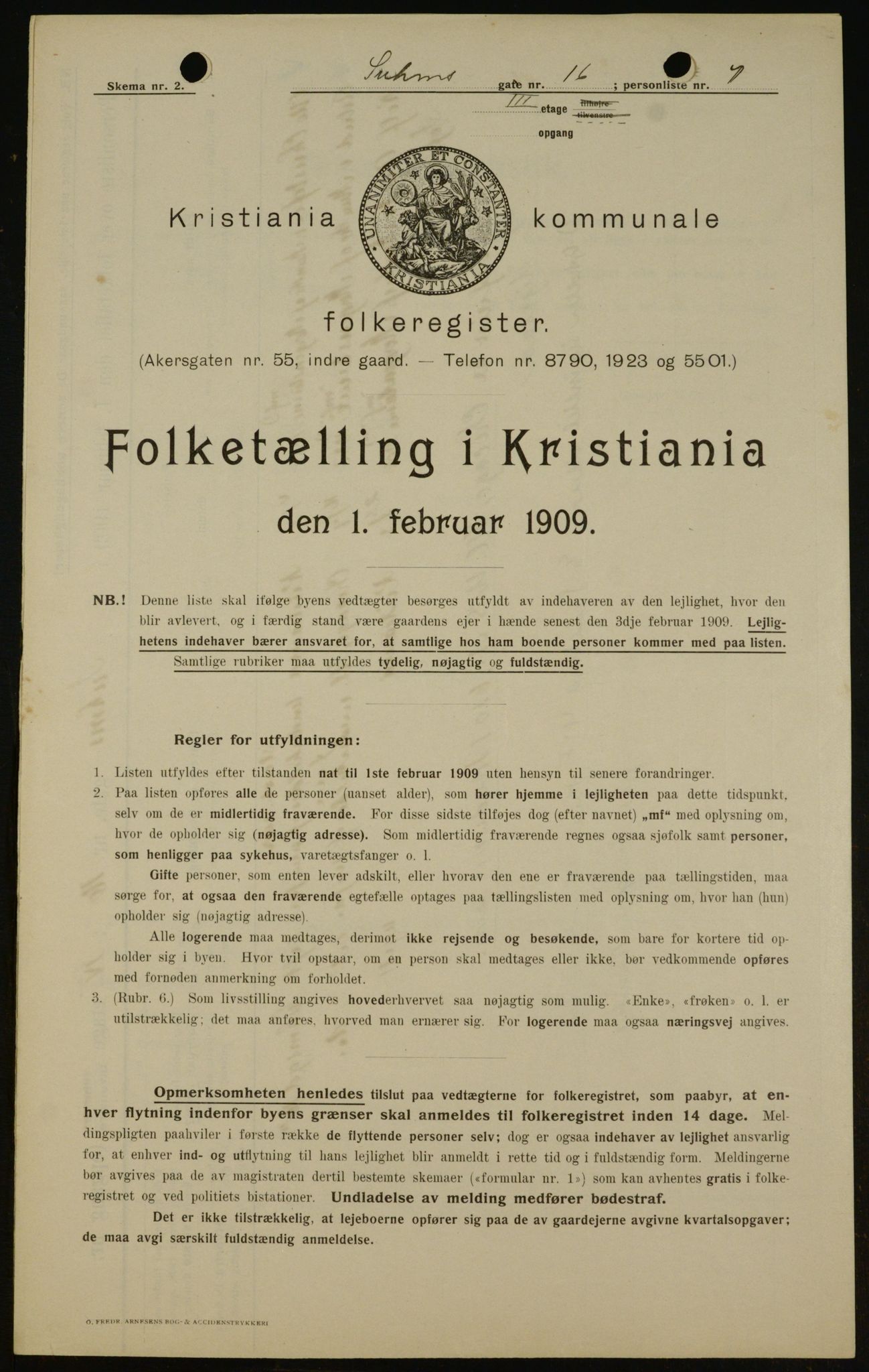 OBA, Municipal Census 1909 for Kristiania, 1909, p. 94676