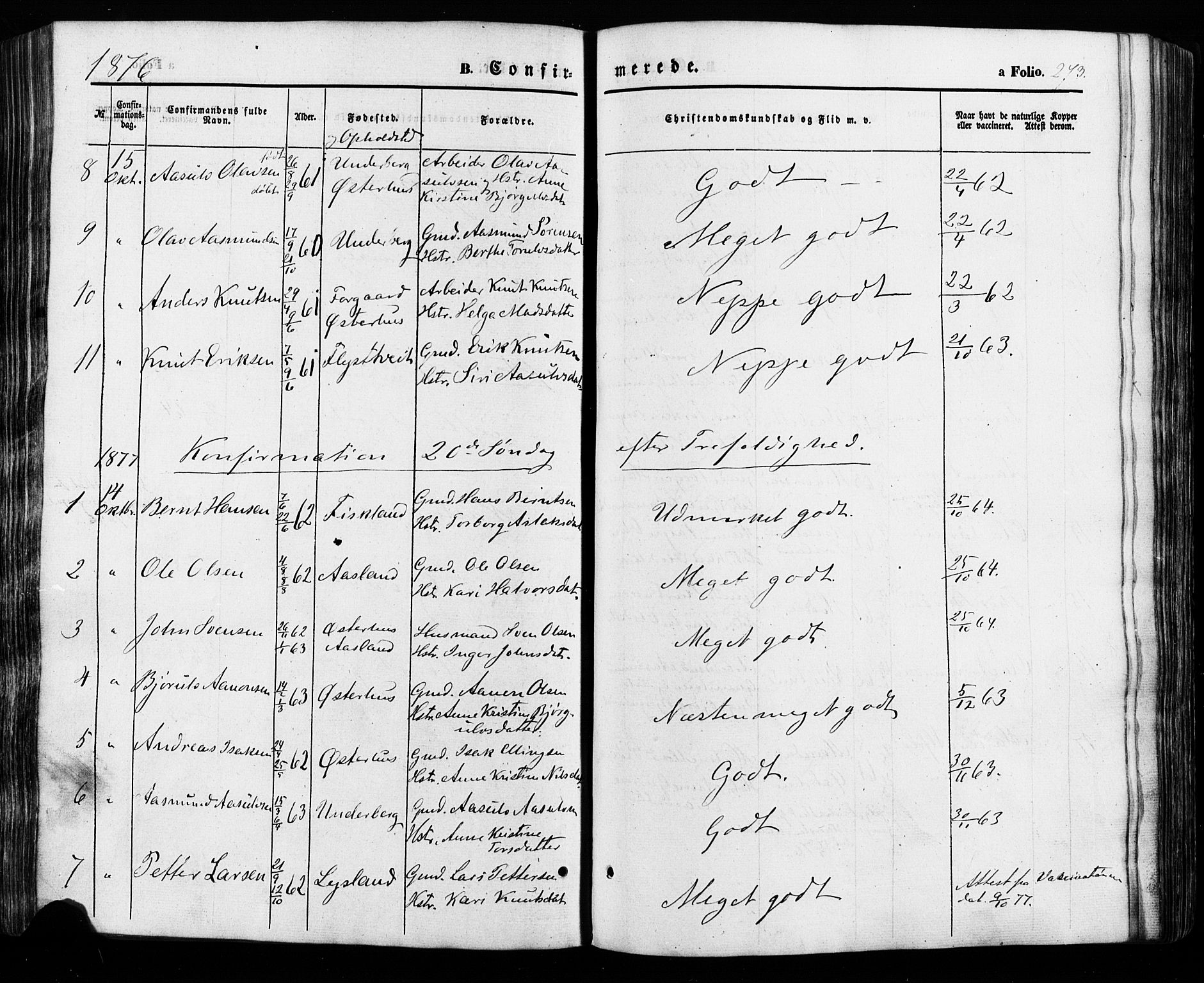 Åseral sokneprestkontor, SAK/1111-0051/F/Fa/L0002: Parish register (official) no. A 2, 1854-1884, p. 273