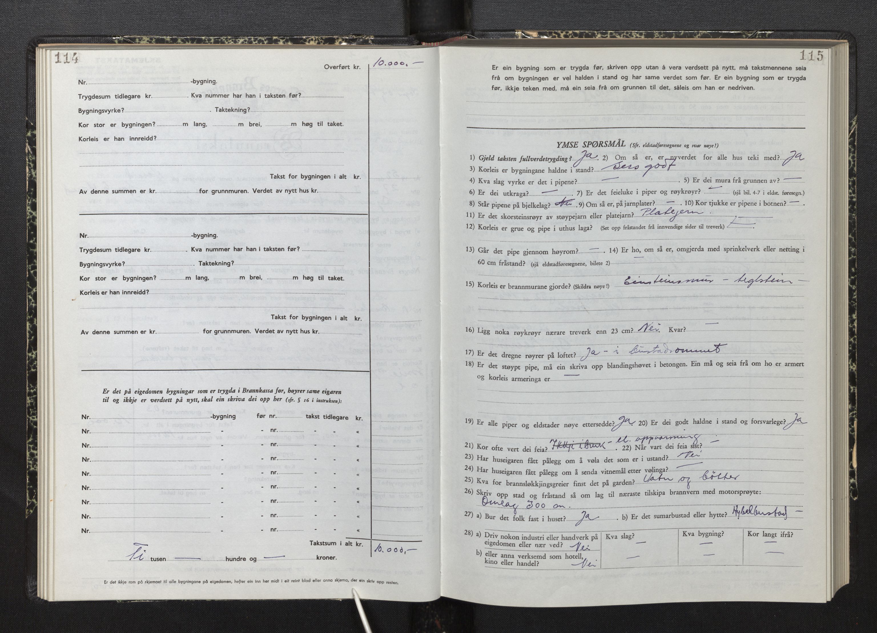 Lensmannen i Årdal, AV/SAB-A-30501/0012/L0012: Branntakstprotokoll, skjematakst, 1949-1955, p. 114-115