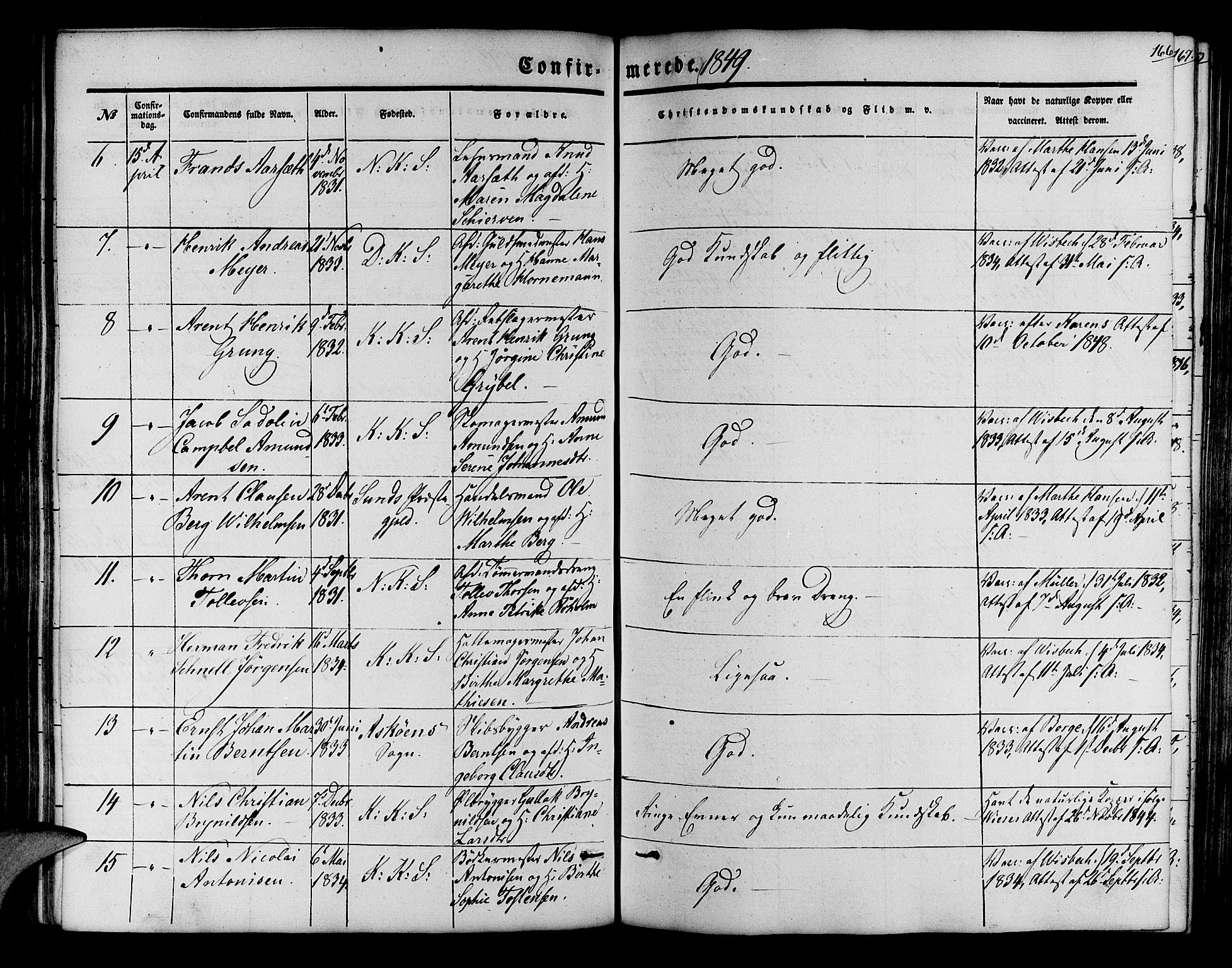 Korskirken sokneprestembete, SAB/A-76101/H/Hab: Parish register (copy) no. C 1, 1839-1868, p. 166