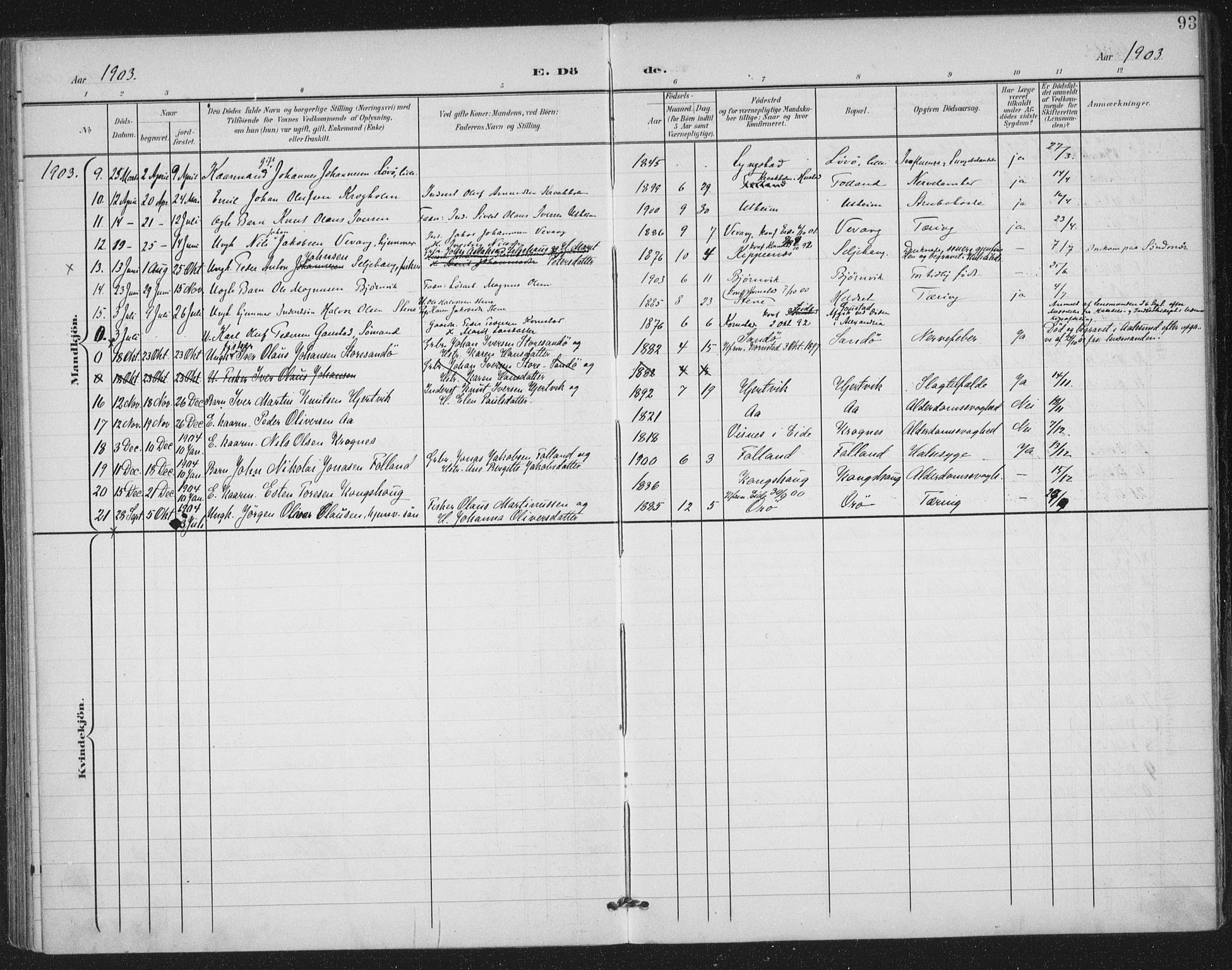 Ministerialprotokoller, klokkerbøker og fødselsregistre - Møre og Romsdal, AV/SAT-A-1454/570/L0833: Parish register (official) no. 570A07, 1901-1914, p. 93