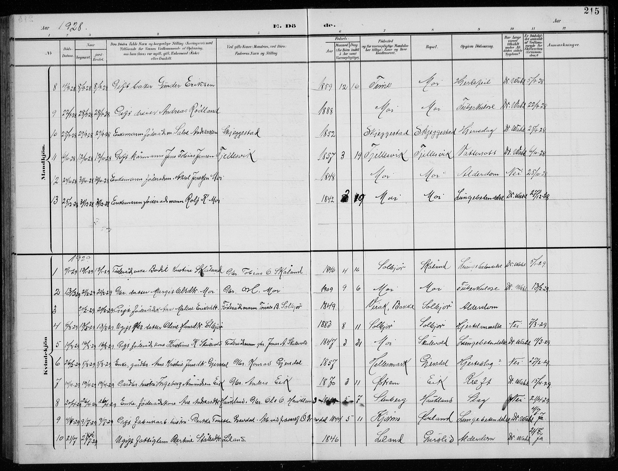 Lund sokneprestkontor, AV/SAST-A-101809/S07/L0008: Parish register (copy) no. B 8, 1902-1936, p. 215