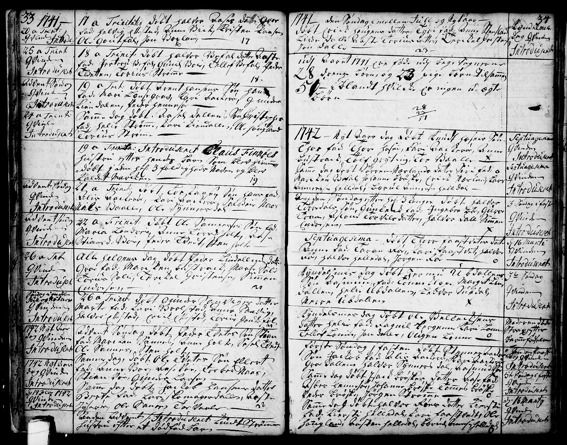 Drangedal kirkebøker, SAKO/A-258/F/Fa/L0002: Parish register (official) no. 2, 1733-1753, p. 33-34