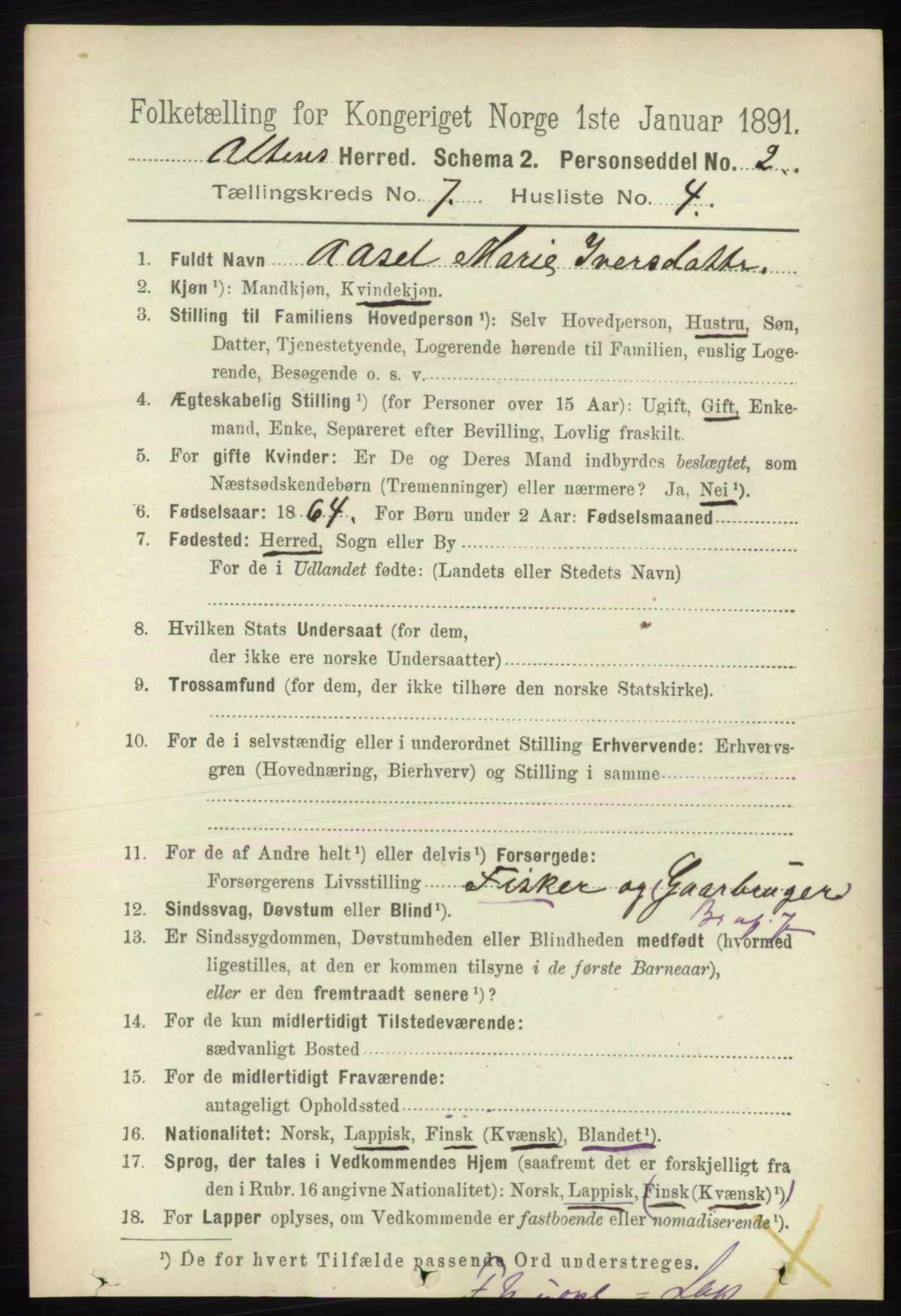 RA, 1891 census for 2012 Alta, 1891, p. 2124
