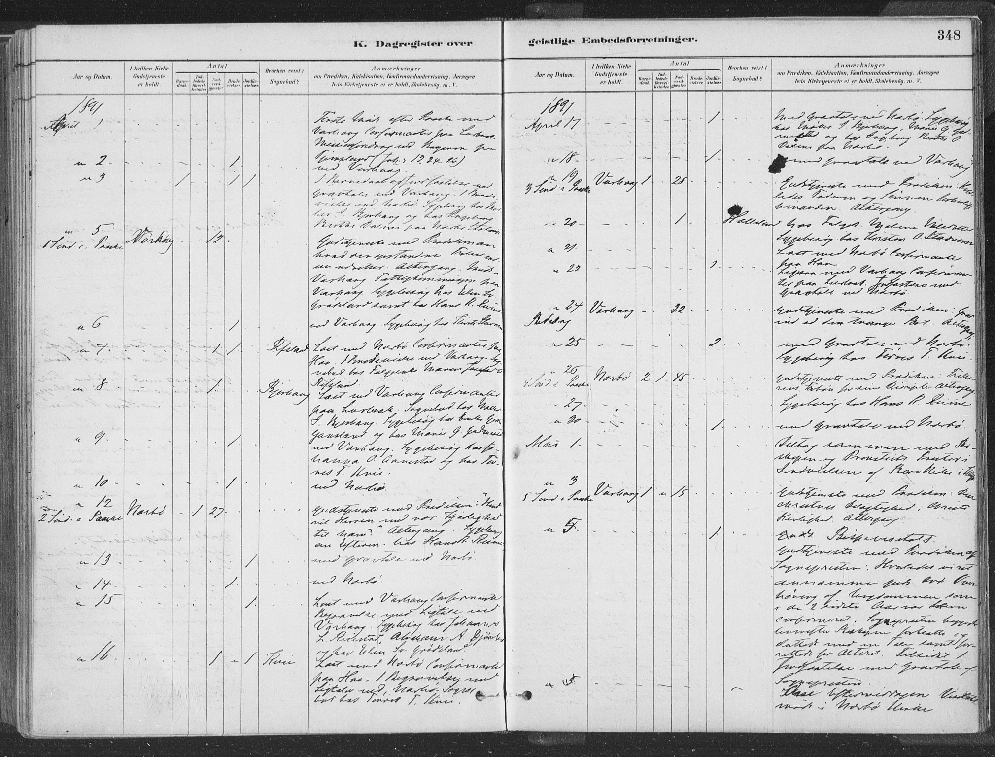 Hå sokneprestkontor, SAST/A-101801/001/30BA/L0010: Parish register (official) no. A 9, 1879-1896, p. 348