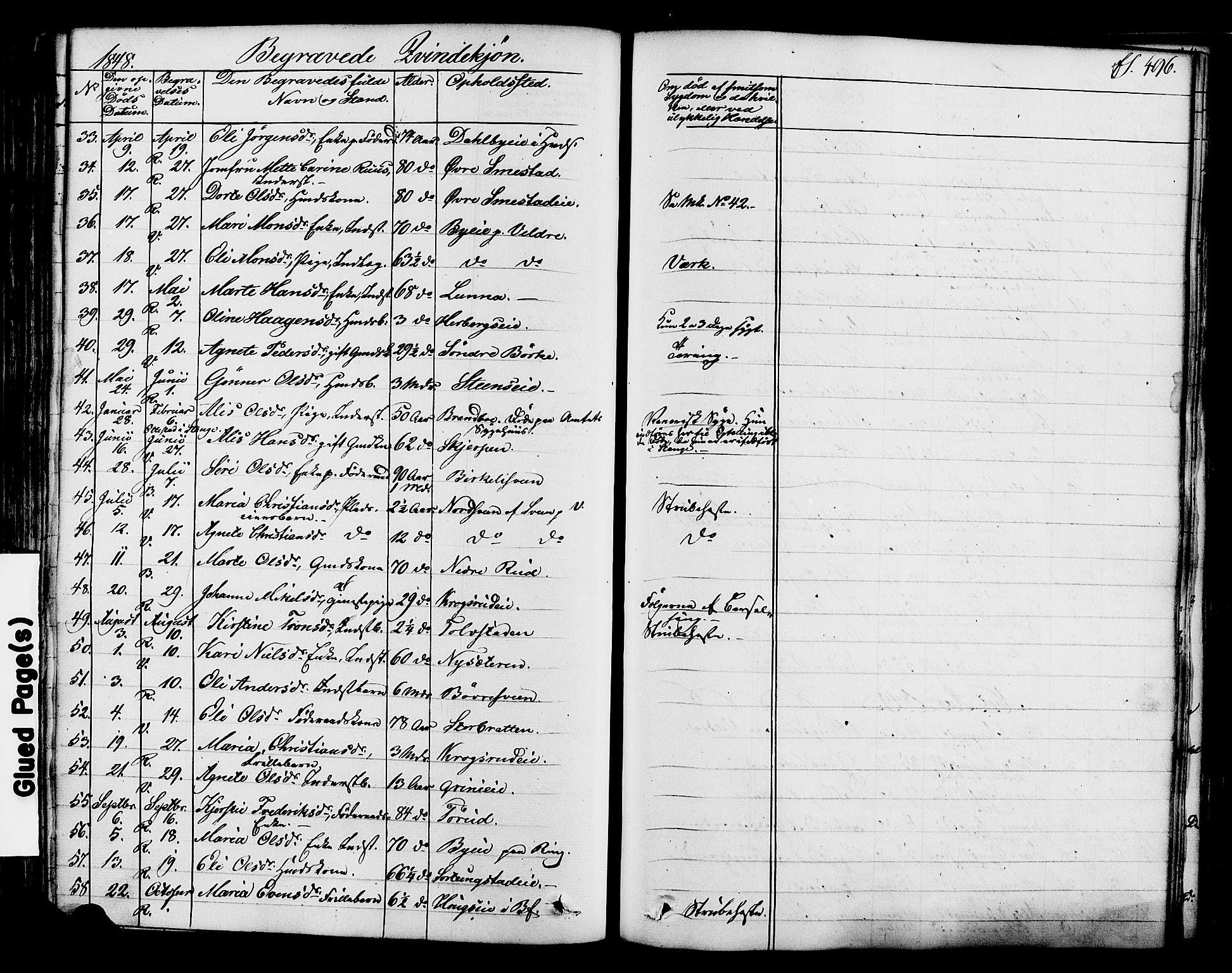 Ringsaker prestekontor, SAH/PREST-014/K/Ka/L0008: Parish register (official) no. 8, 1837-1850, p. 496
