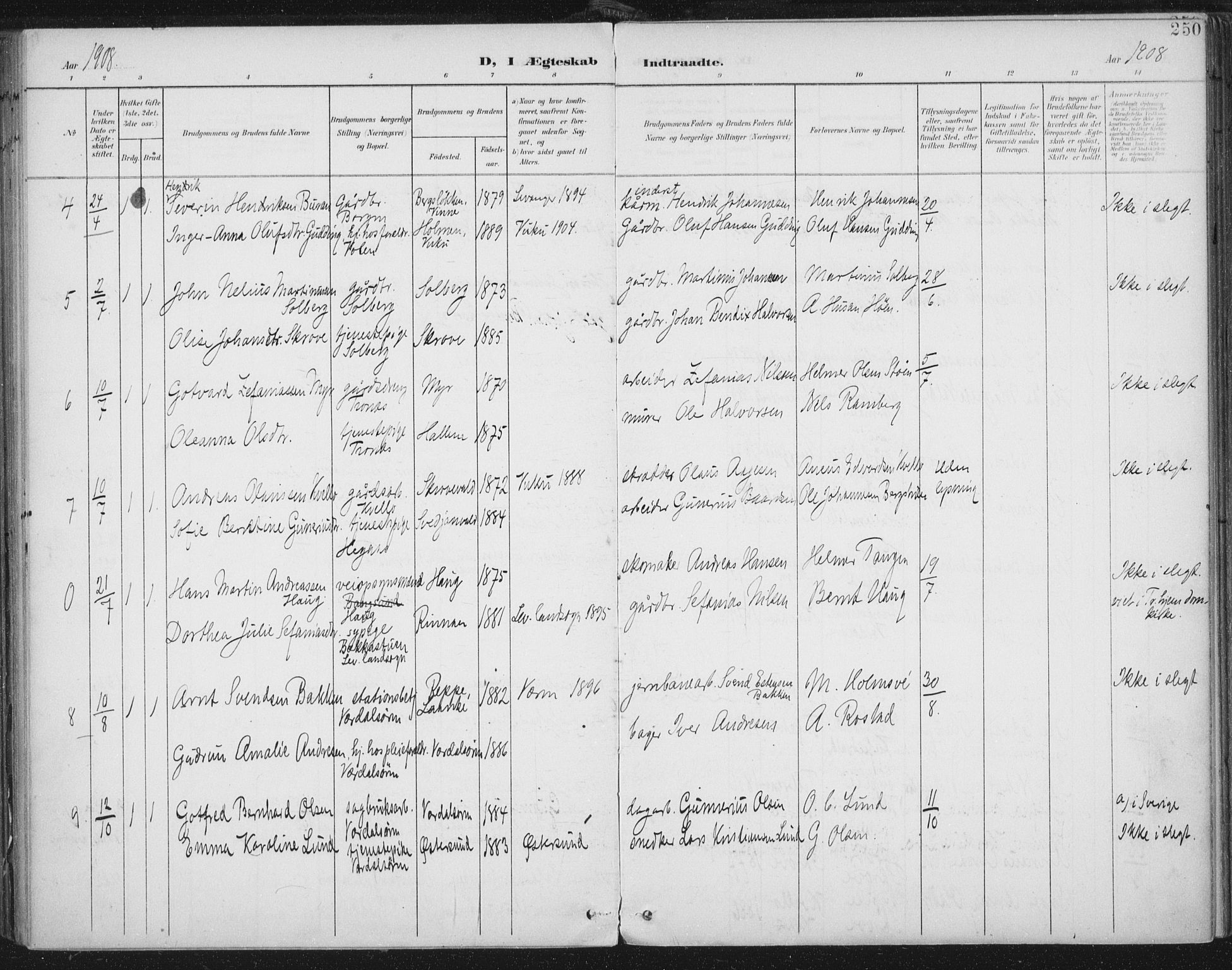 Ministerialprotokoller, klokkerbøker og fødselsregistre - Nord-Trøndelag, AV/SAT-A-1458/723/L0246: Parish register (official) no. 723A15, 1900-1917, p. 250