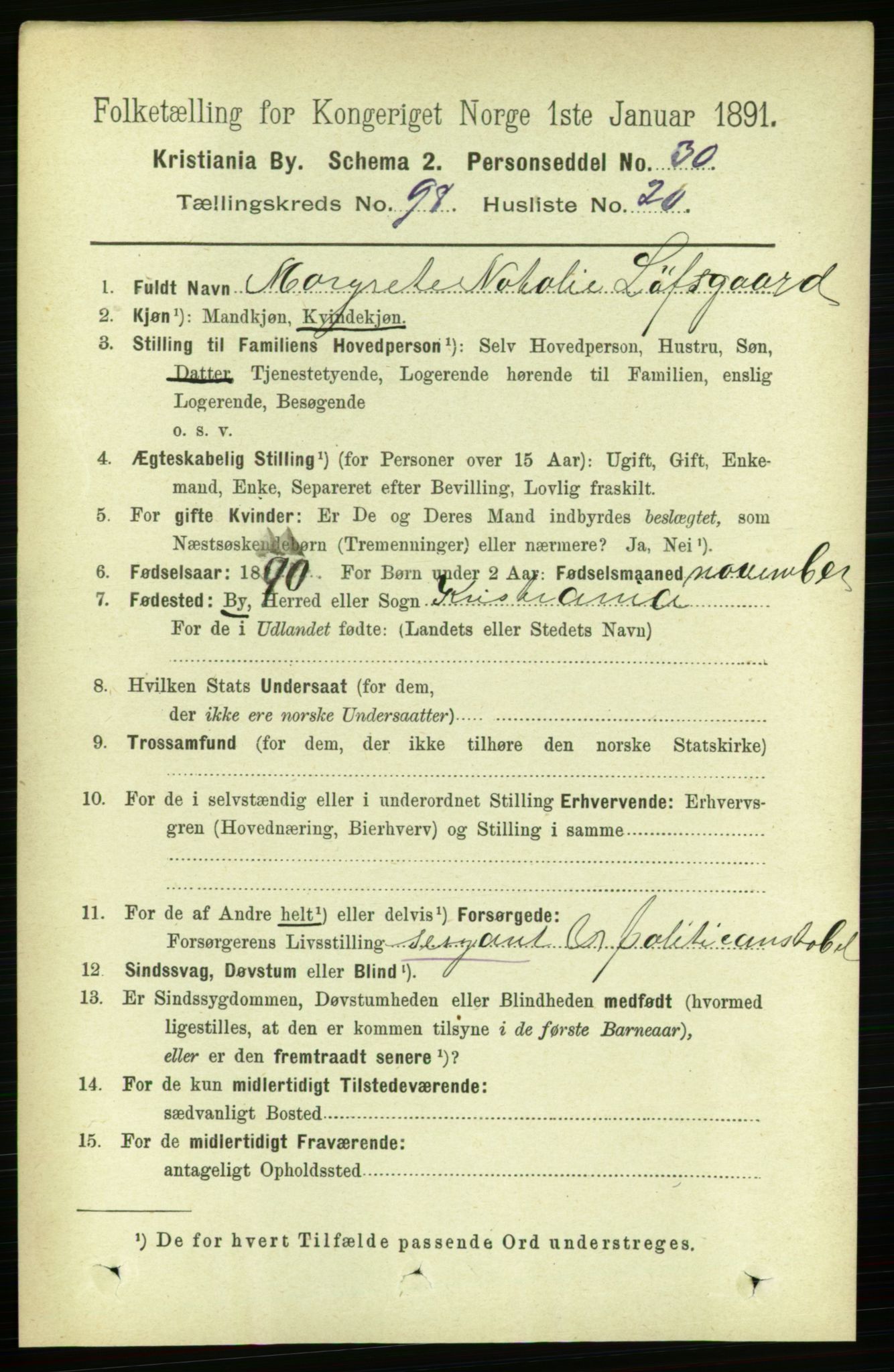 RA, 1891 census for 0301 Kristiania, 1891, p. 48358