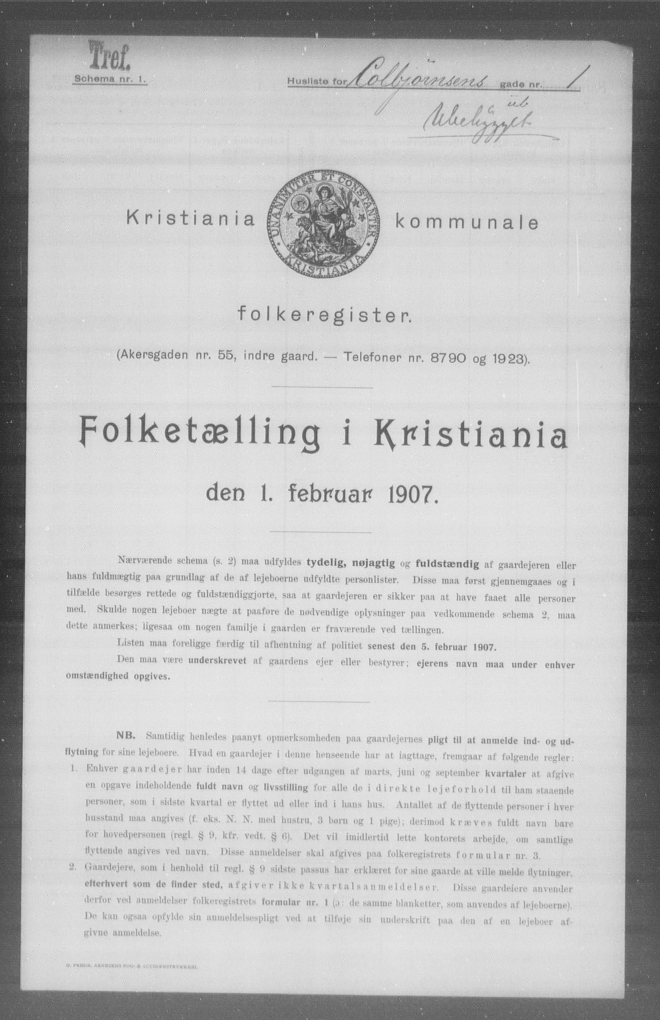 OBA, Municipal Census 1907 for Kristiania, 1907, p. 6529