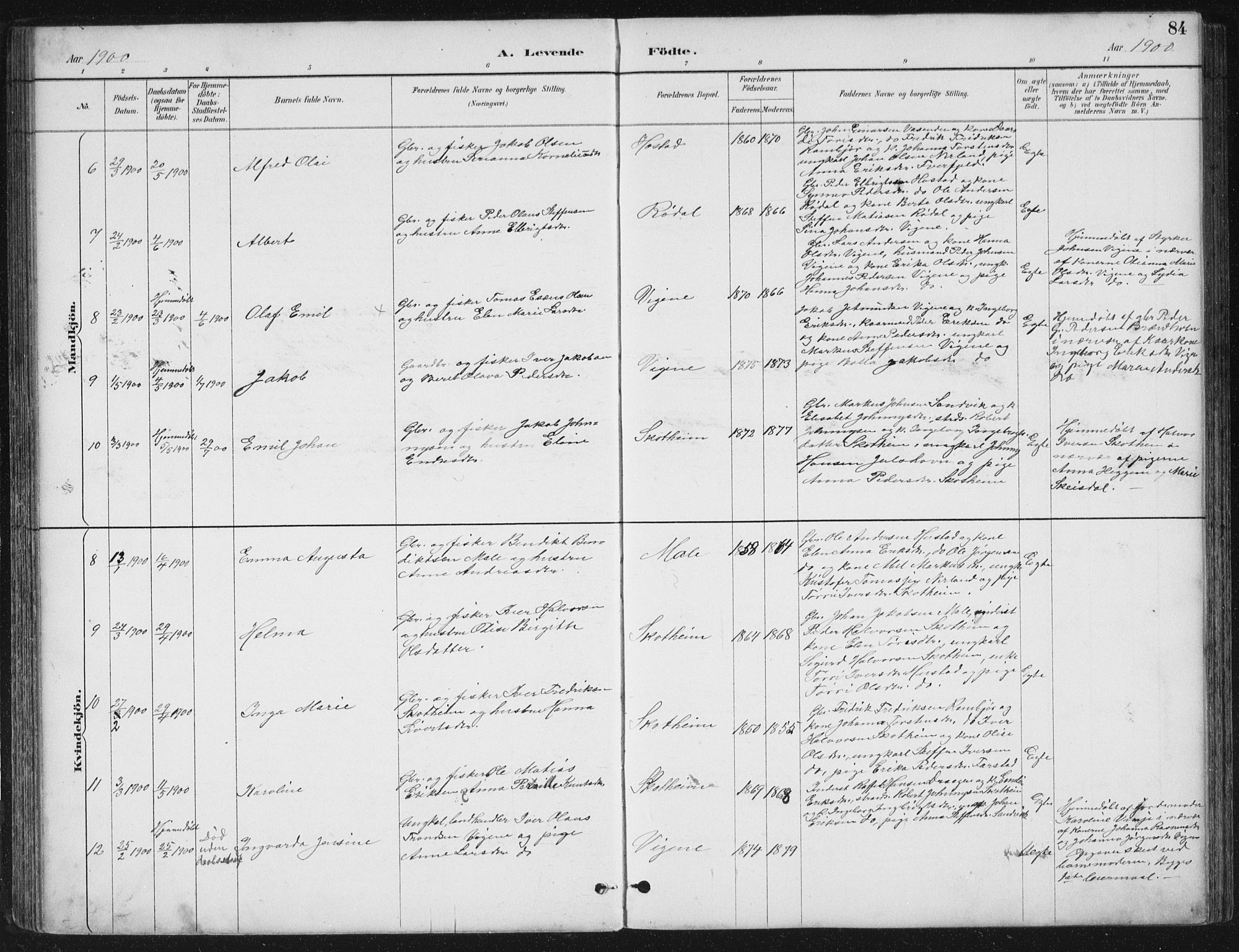 Ministerialprotokoller, klokkerbøker og fødselsregistre - Møre og Romsdal, AV/SAT-A-1454/567/L0783: Parish register (copy) no. 567C03, 1887-1903, p. 84