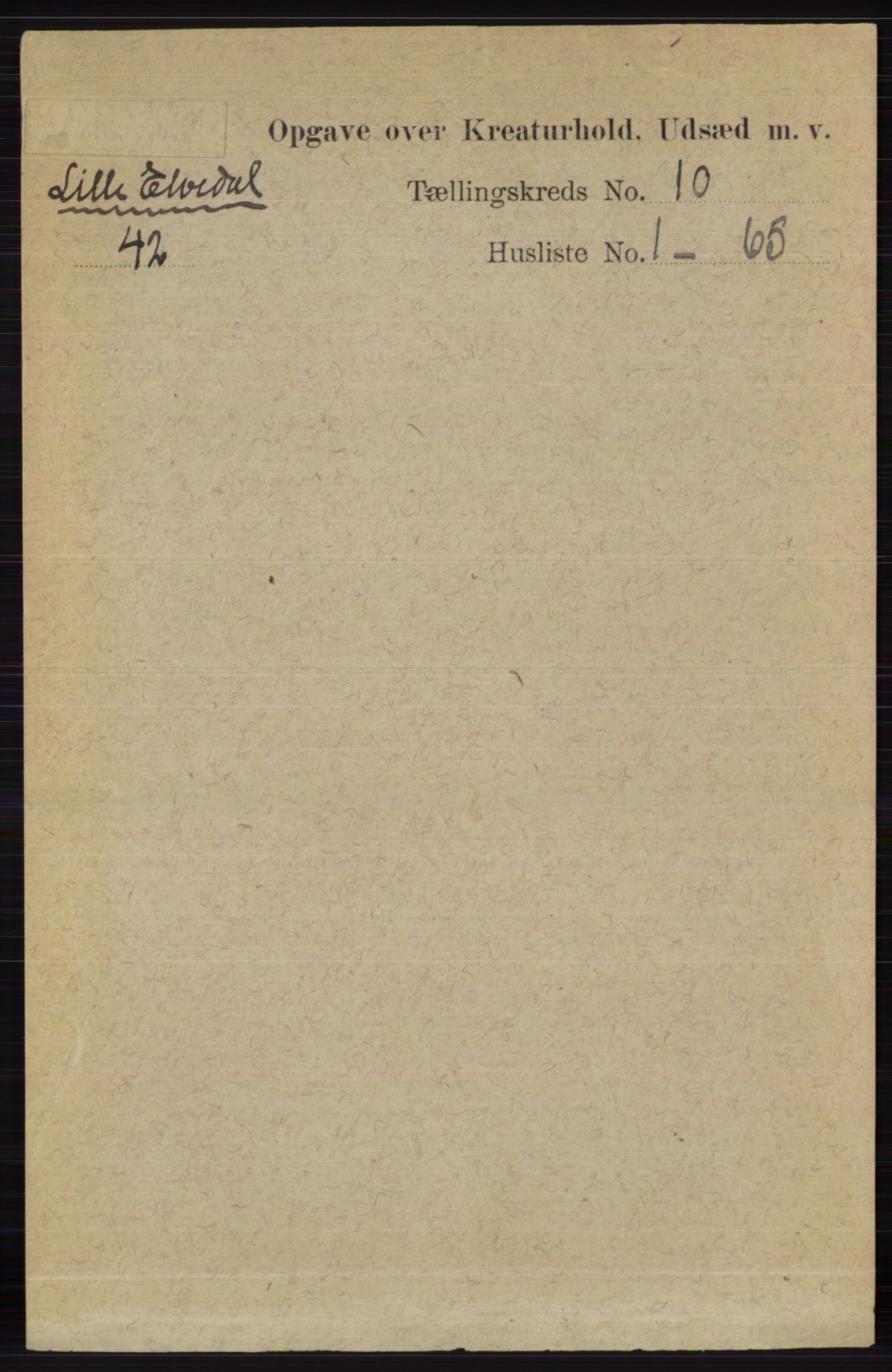 RA, 1891 census for 0438 Lille Elvedalen, 1891, p. 4852