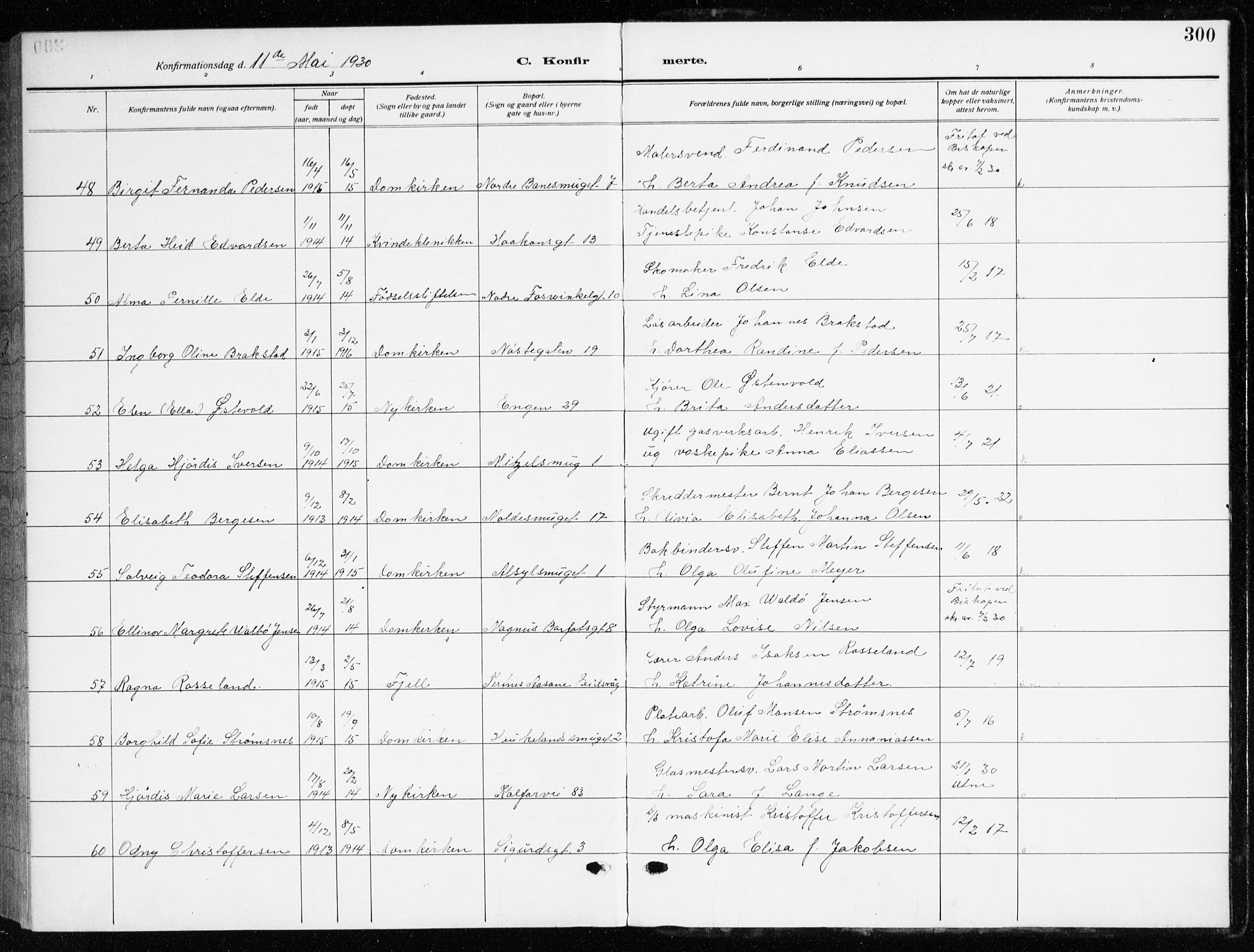 Domkirken sokneprestembete, AV/SAB-A-74801/H/Haa/L0032: Parish register (official) no. C 7, 1915-1930, p. 300