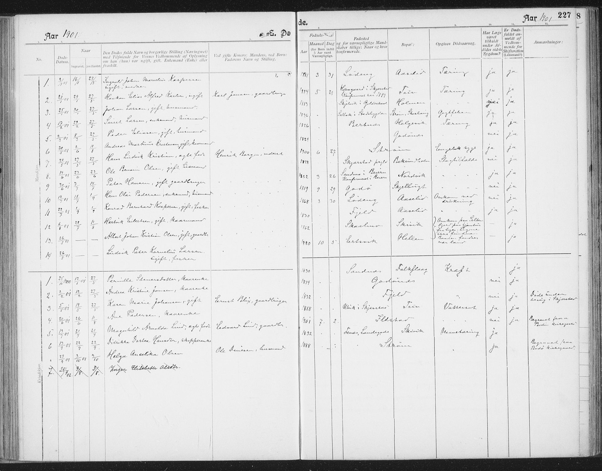 Ministerialprotokoller, klokkerbøker og fødselsregistre - Nordland, SAT/A-1459/804/L0081: Parish register (official) no. 804A02, 1901-1915, p. 227