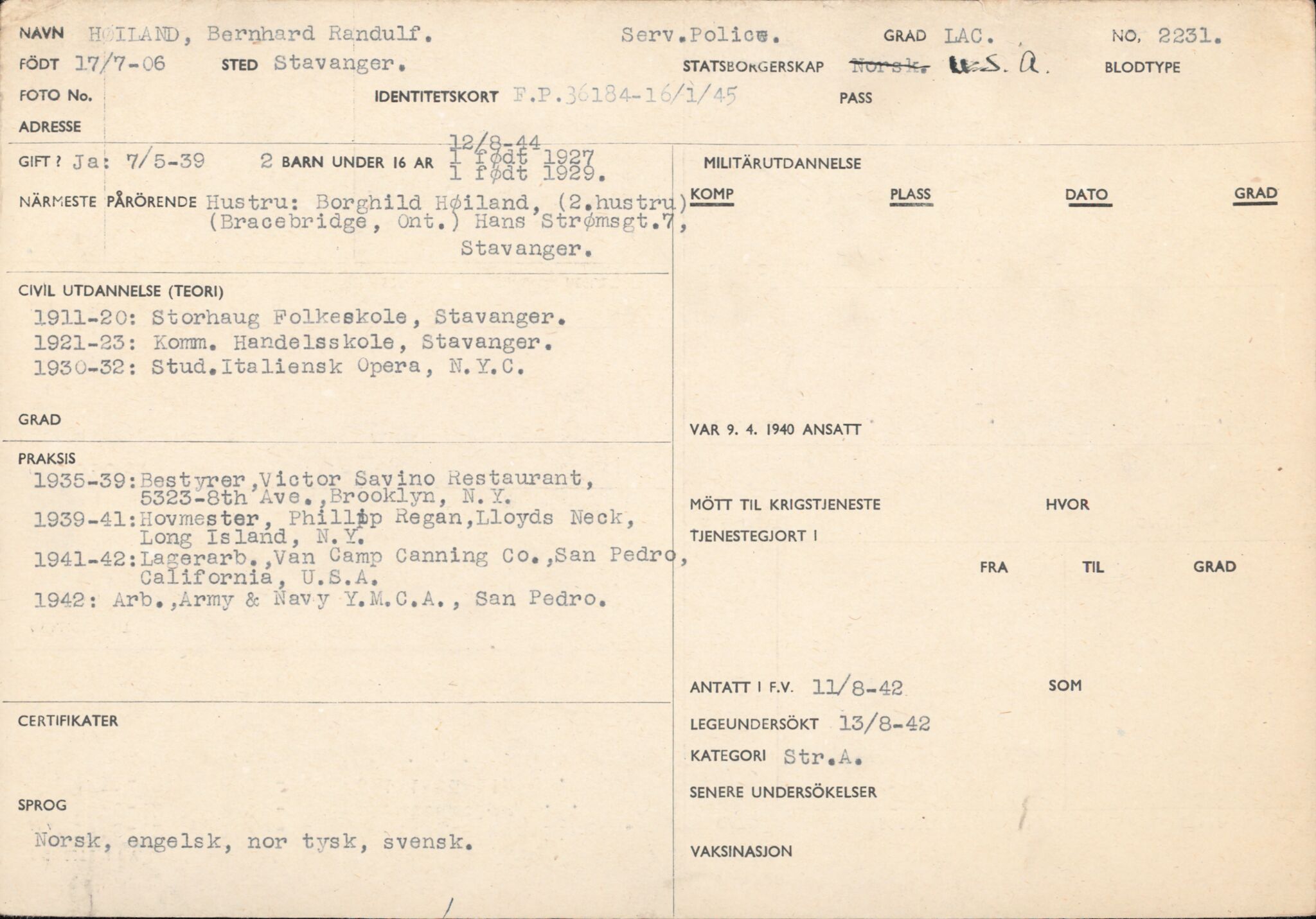 Forsvaret, Forsvarets overkommando/Luftforsvarsstaben, AV/RA-RAFA-4079/P/Pa/L0013: Personellmapper, 1905, p. 210