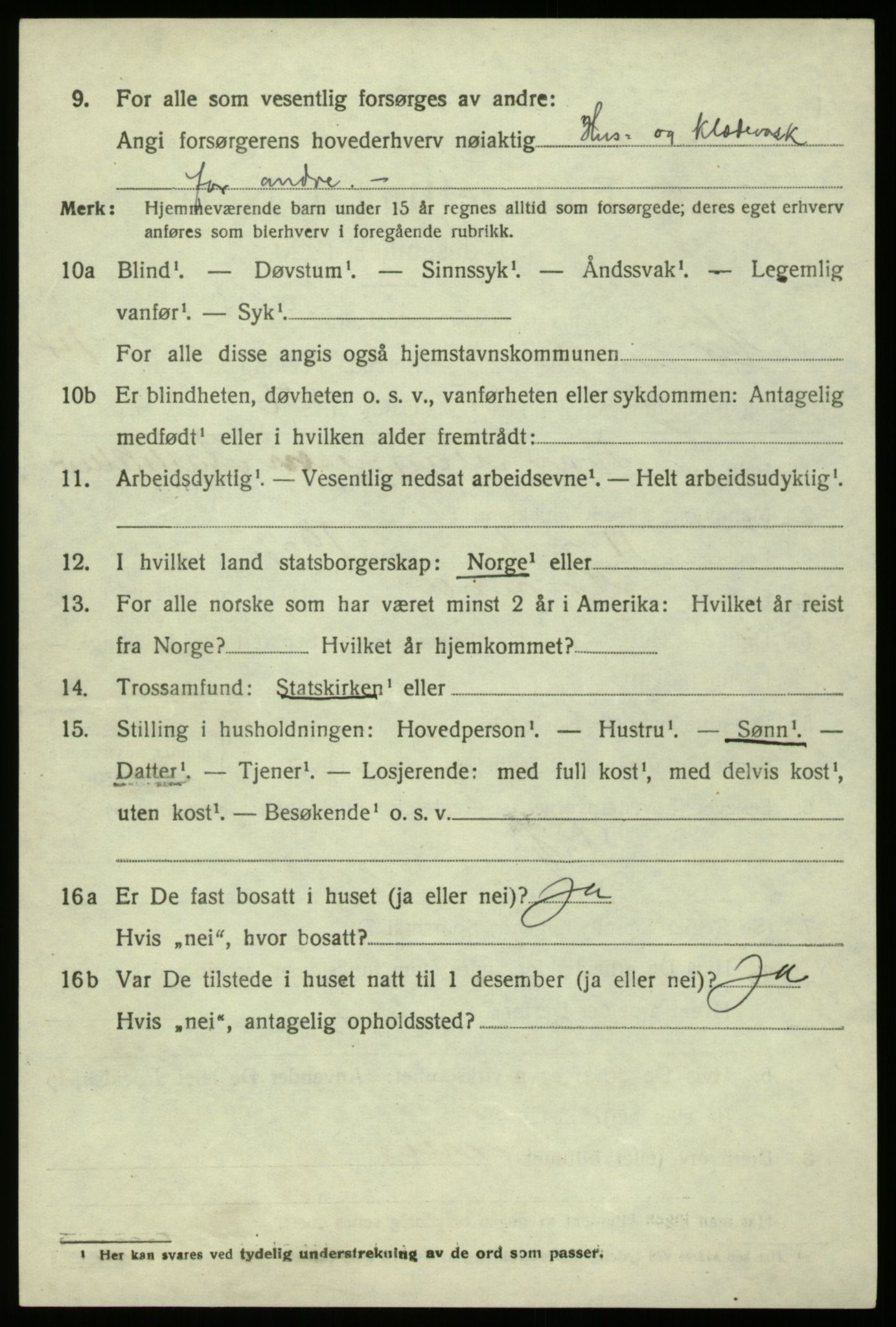 SAB, 1920 census for Hosanger, 1920, p. 5800