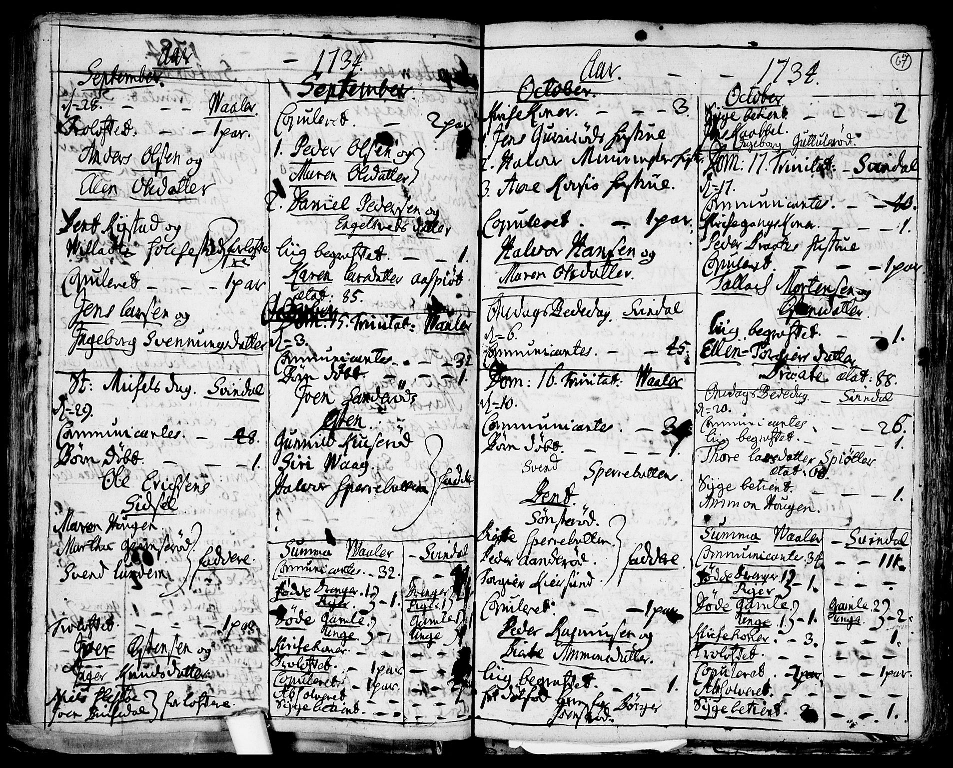 Våler prestekontor Kirkebøker, AV/SAO-A-11083/F/Fa/L0003: Parish register (official) no. I 3, 1730-1770, p. 67