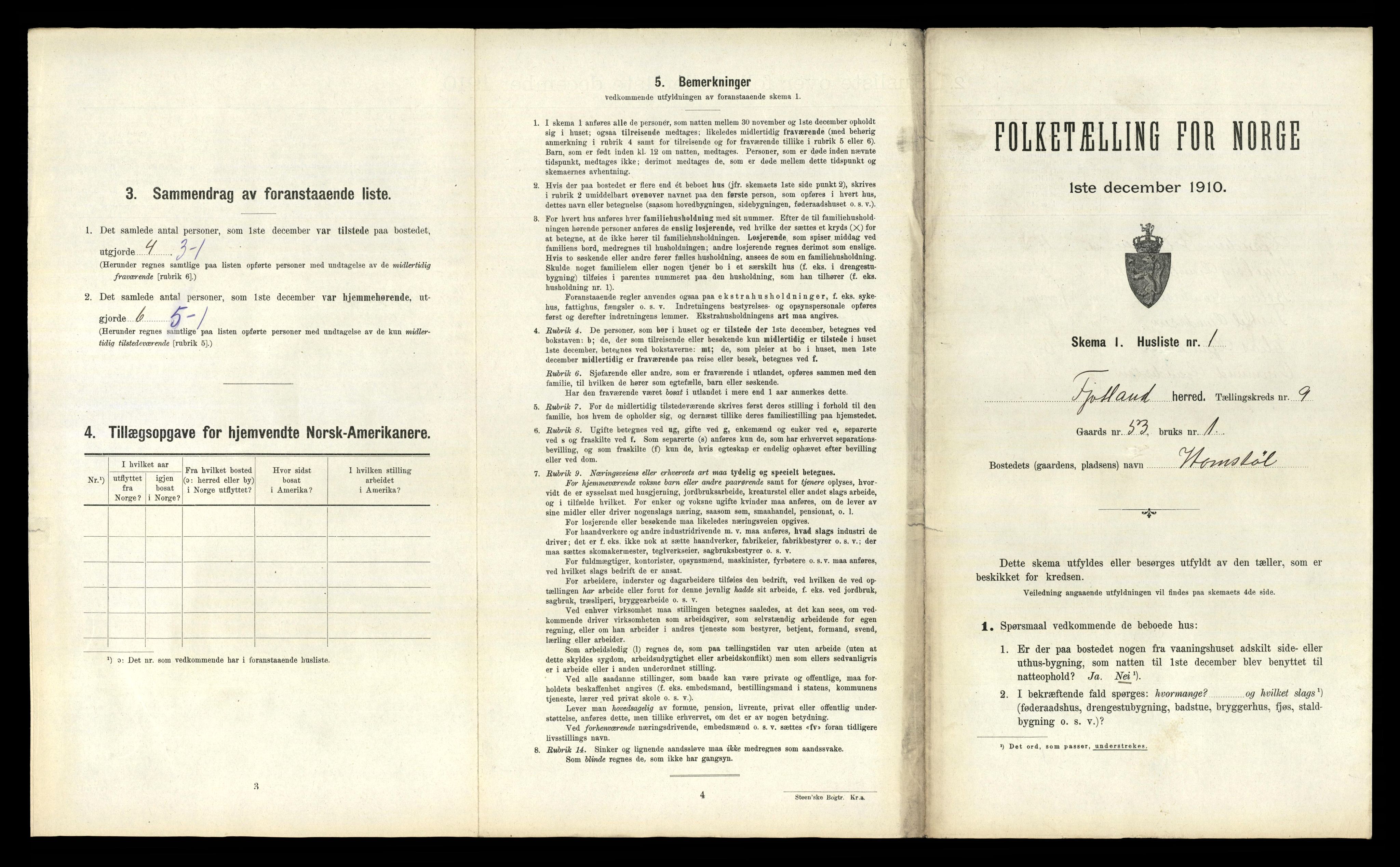 RA, 1910 census for Fjotland, 1910, p. 368