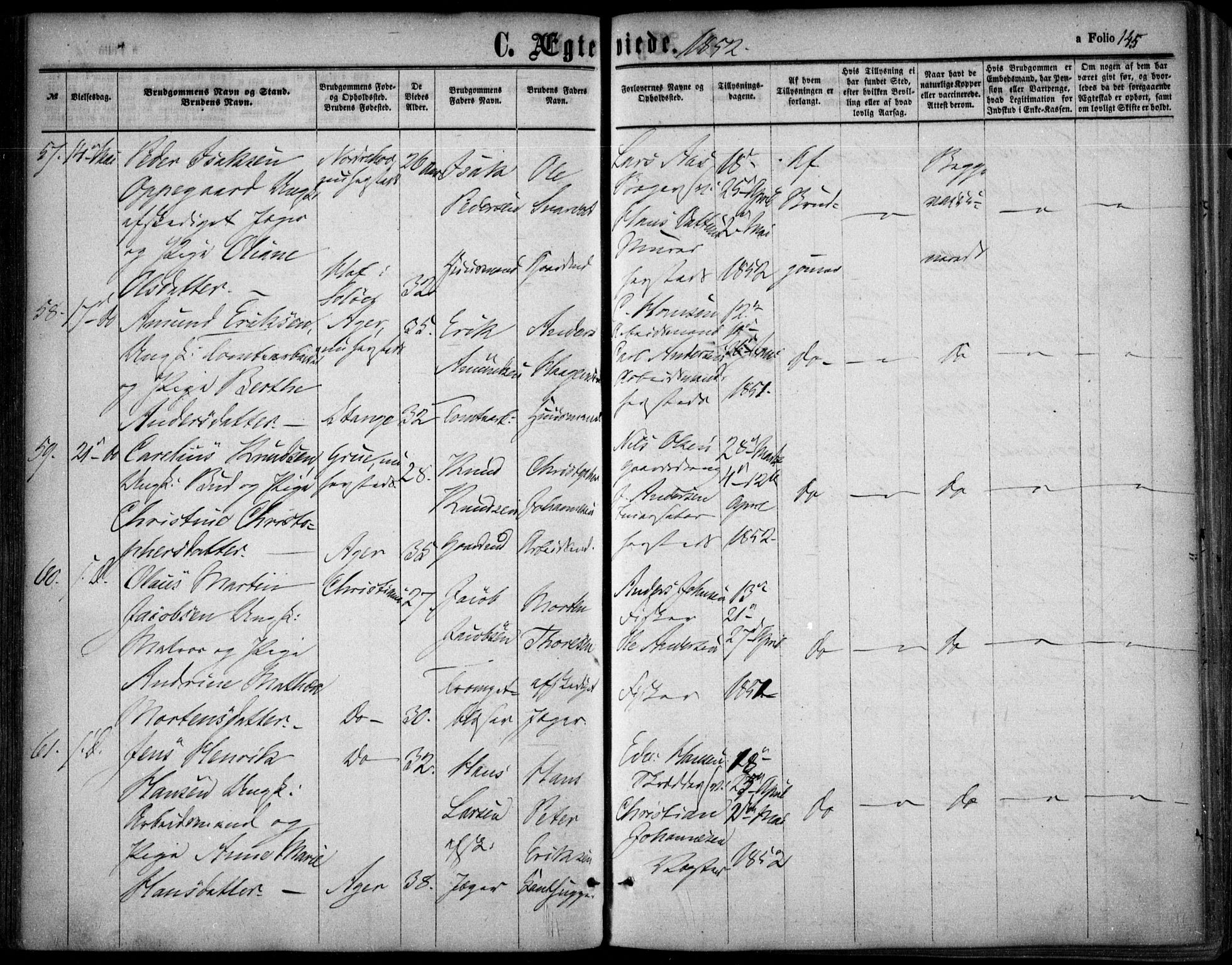 Oslo domkirke Kirkebøker, SAO/A-10752/F/Fa/L0020: Parish register (official) no. 20, 1848-1865, p. 145