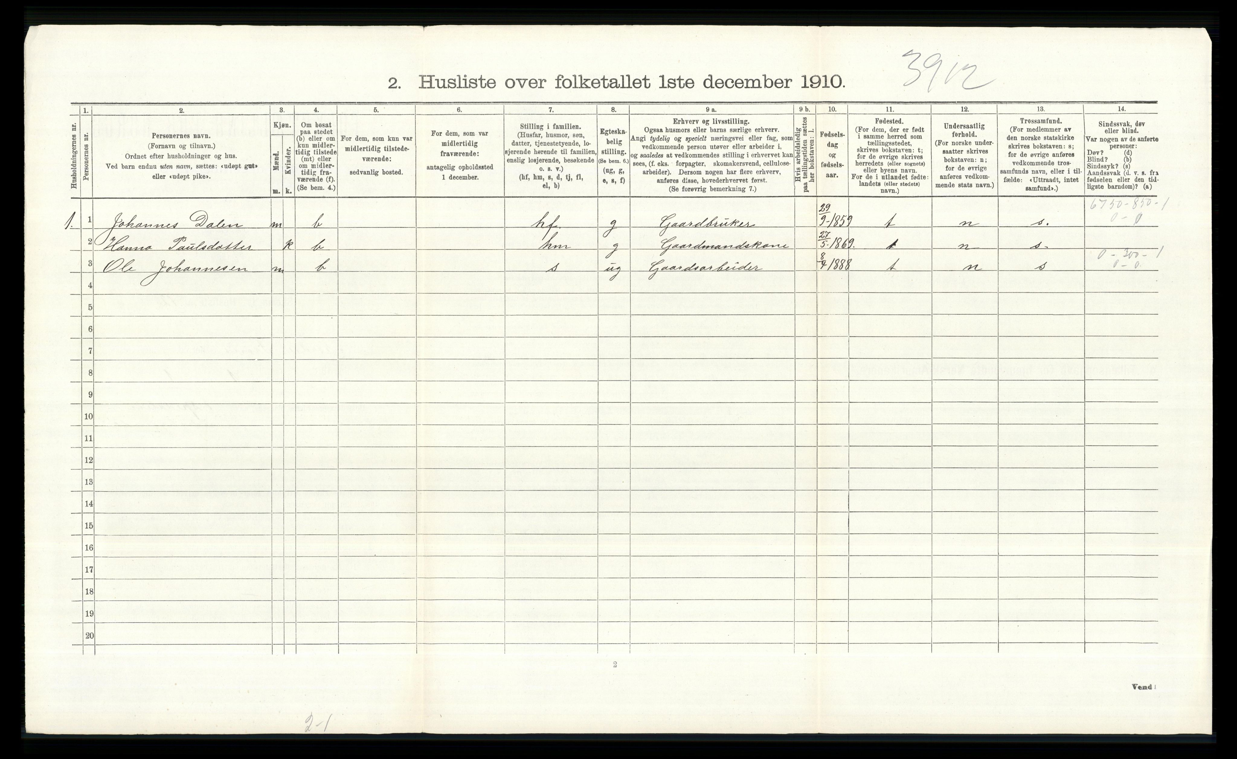 RA, 1910 census for Nord-Fron, 1910, p. 185