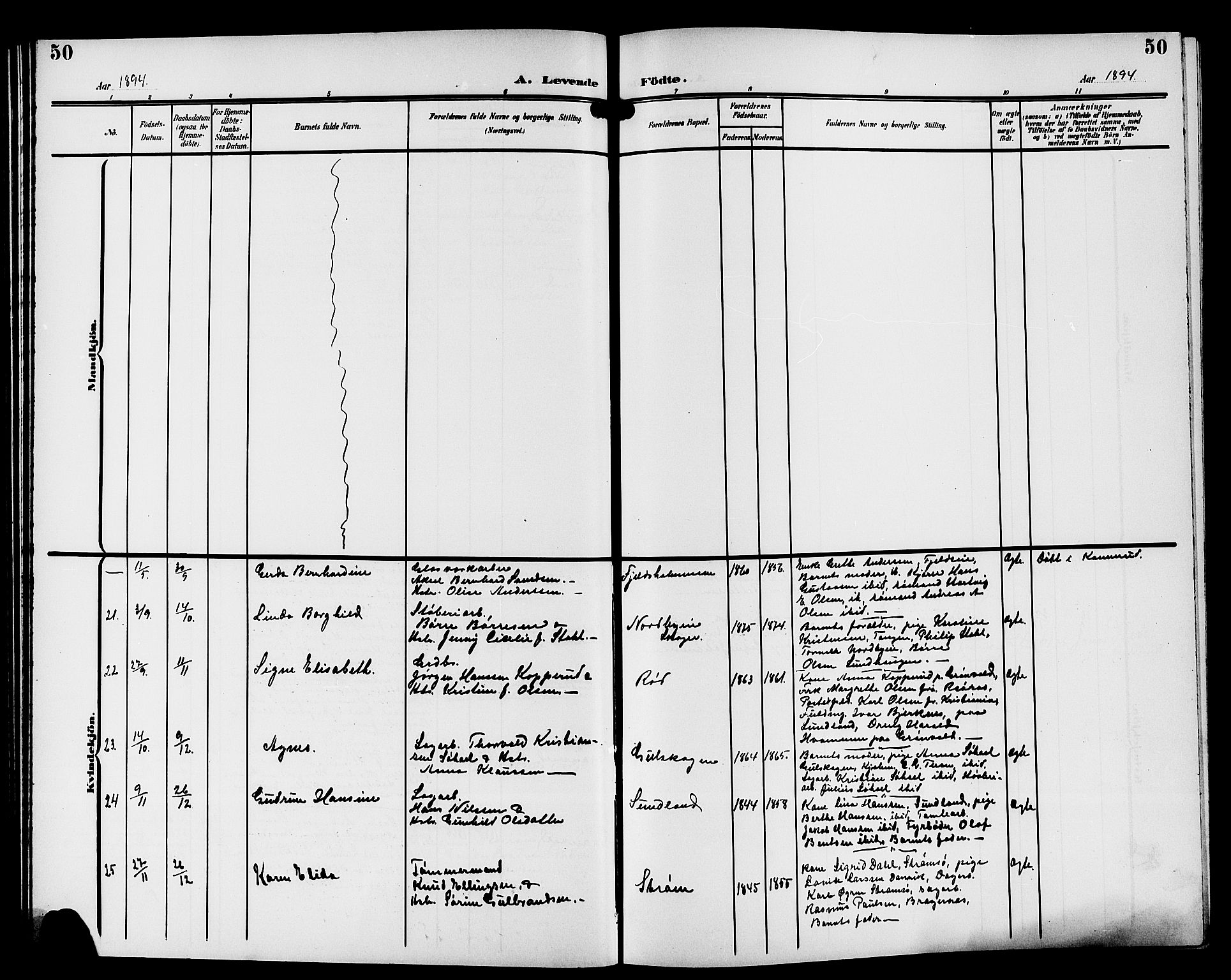 Strømsgodset kirkebøker, AV/SAKO-A-324/G/Ga/L0002: Parish register (copy) no. 2, 1885-1910, p. 50