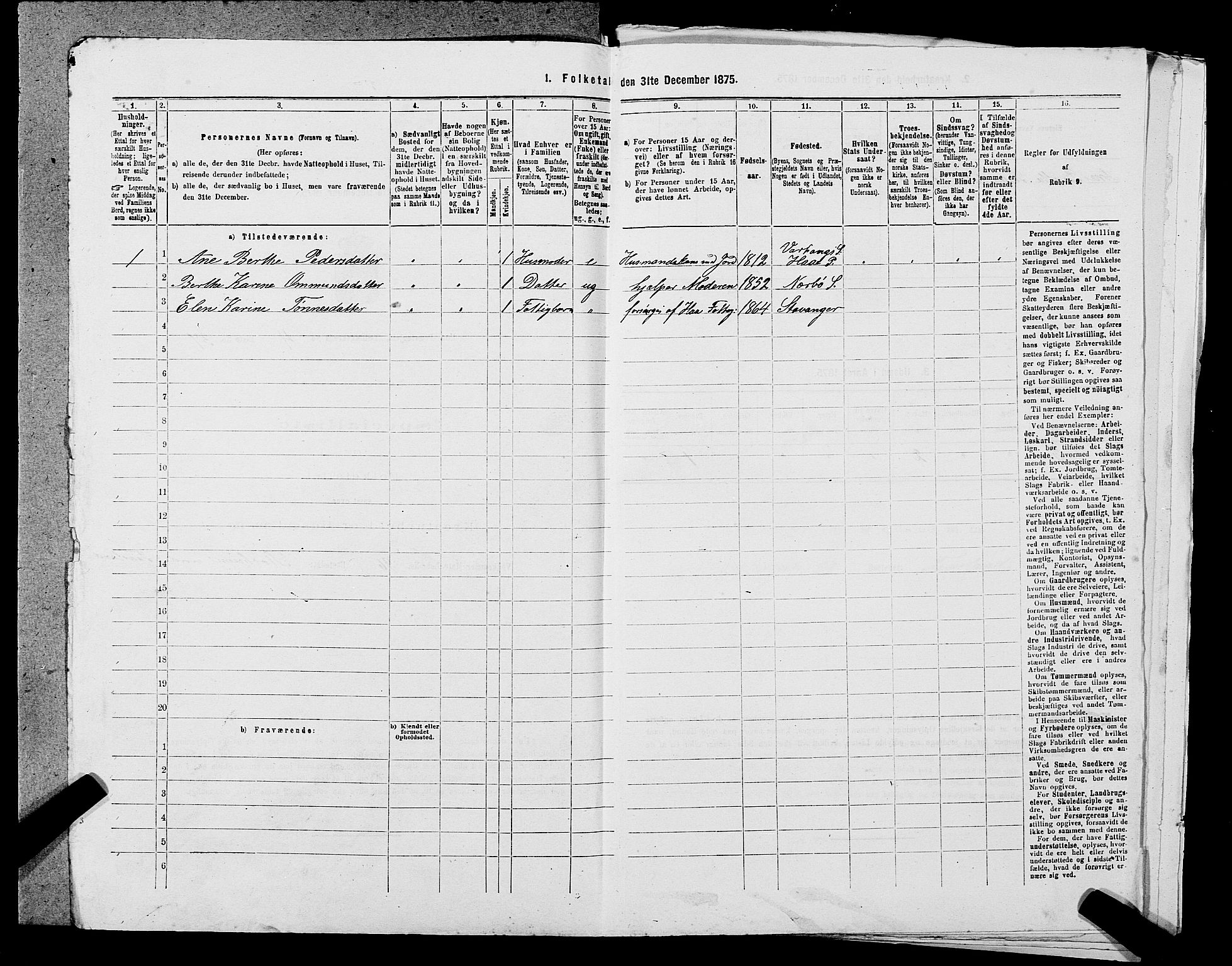 SAST, 1875 census for 1119P Hå, 1875, p. 549