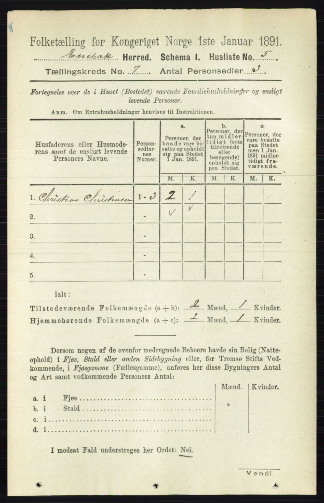 RA, 1891 census for 0229 Enebakk, 1891, p. 3491
