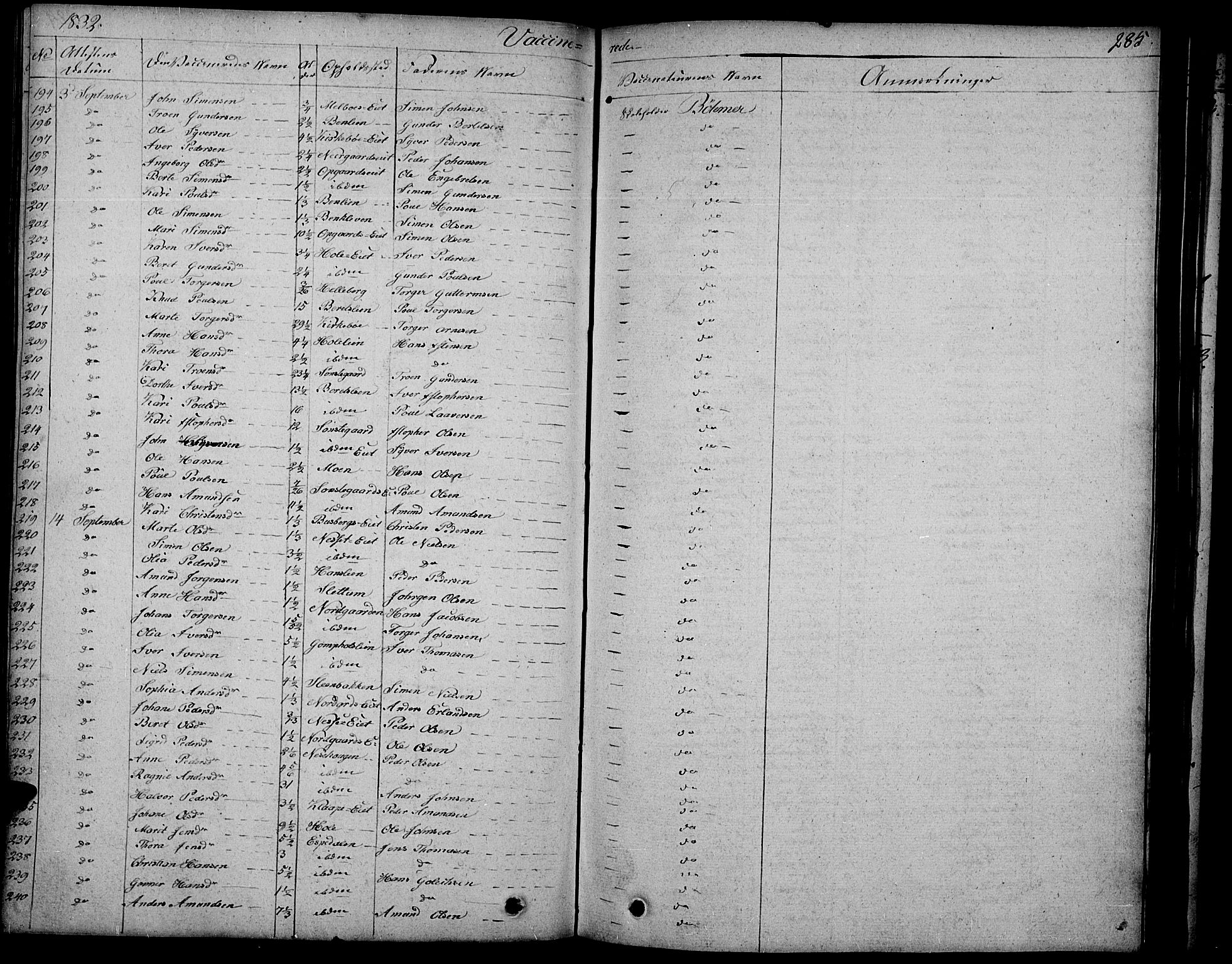 Gausdal prestekontor, AV/SAH-PREST-090/H/Ha/Haa/L0006: Parish register (official) no. 6, 1830-1839, p. 285