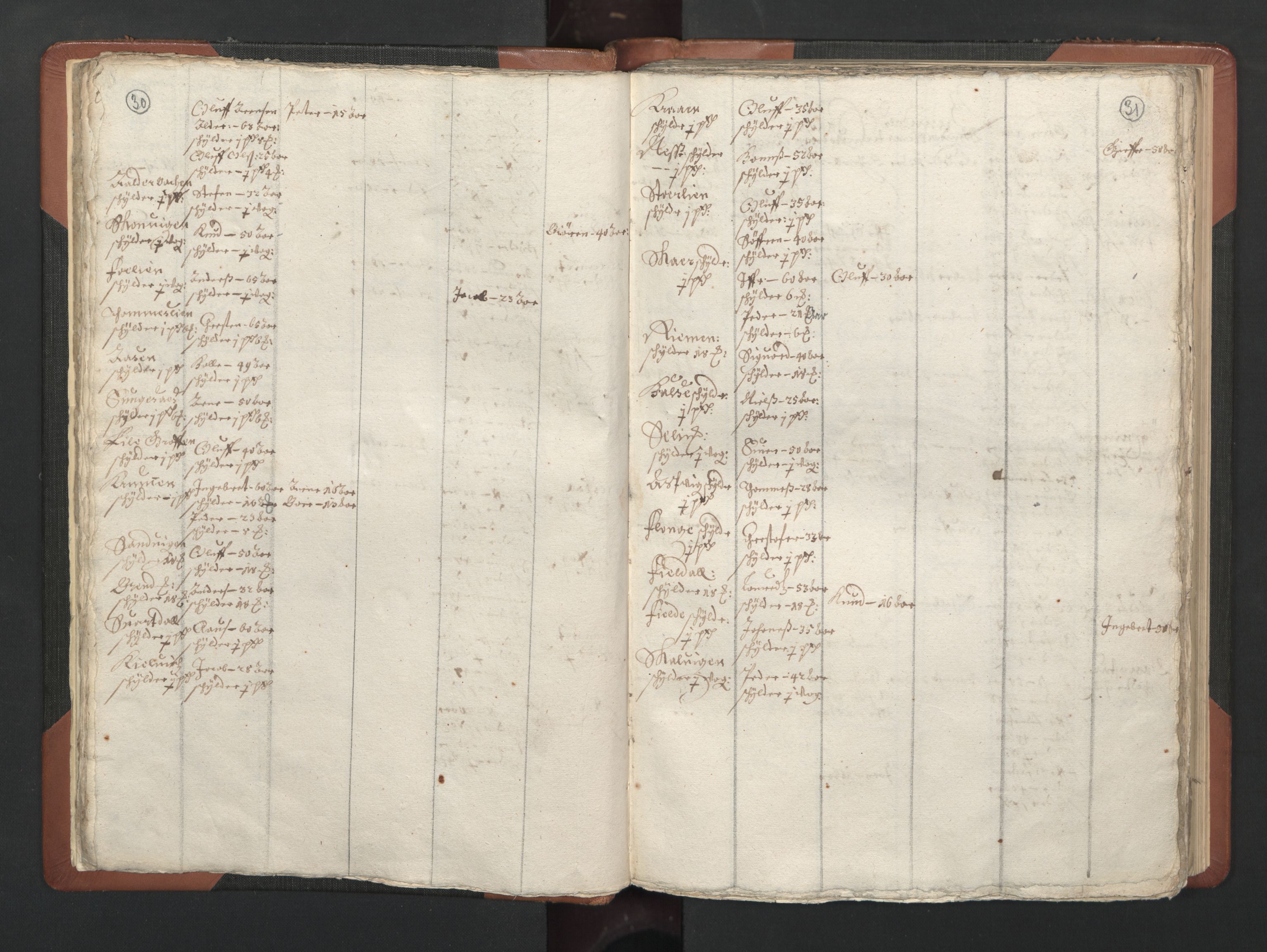 RA, Bailiff's Census 1664-1666, no. 20: Modern Nordland county, modern Troms county and modern Finnmark county, 1665, p. 30-31