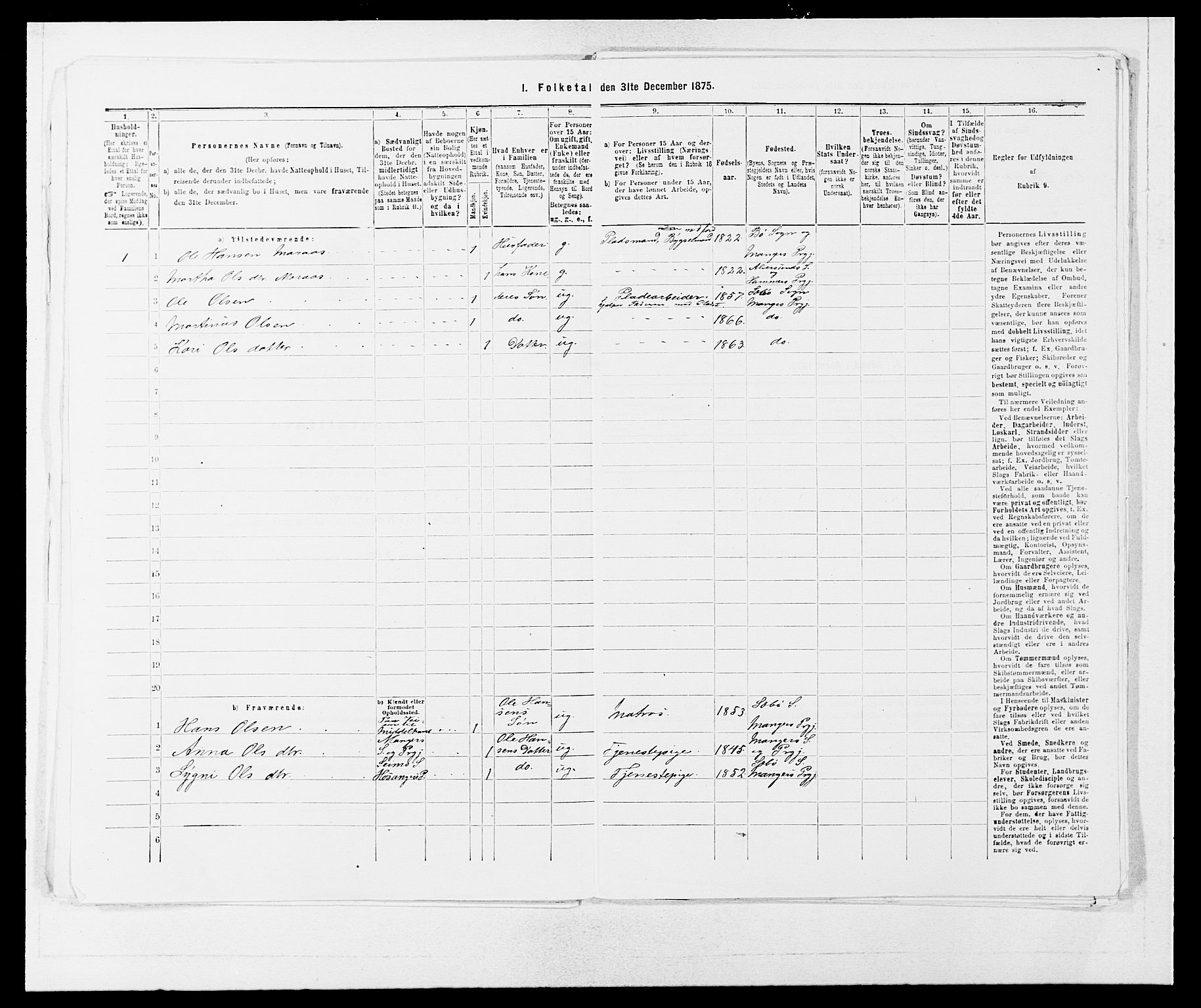 SAB, 1875 census for 1261P Manger, 1875, p. 1017