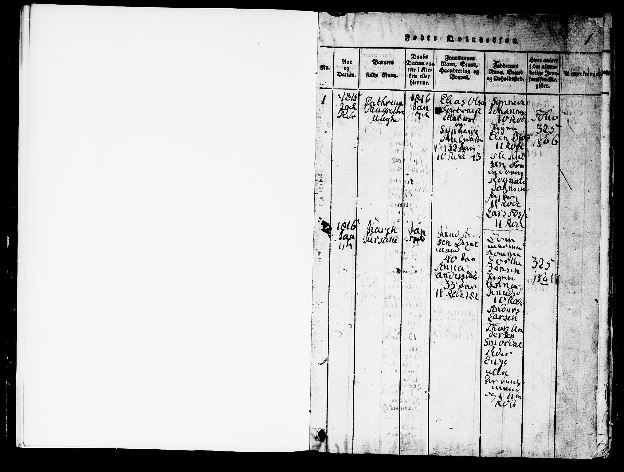 Domkirken sokneprestembete, AV/SAB-A-74801/H/Hab/L0001: Parish register (copy) no. A 1, 1816-1821, p. 1