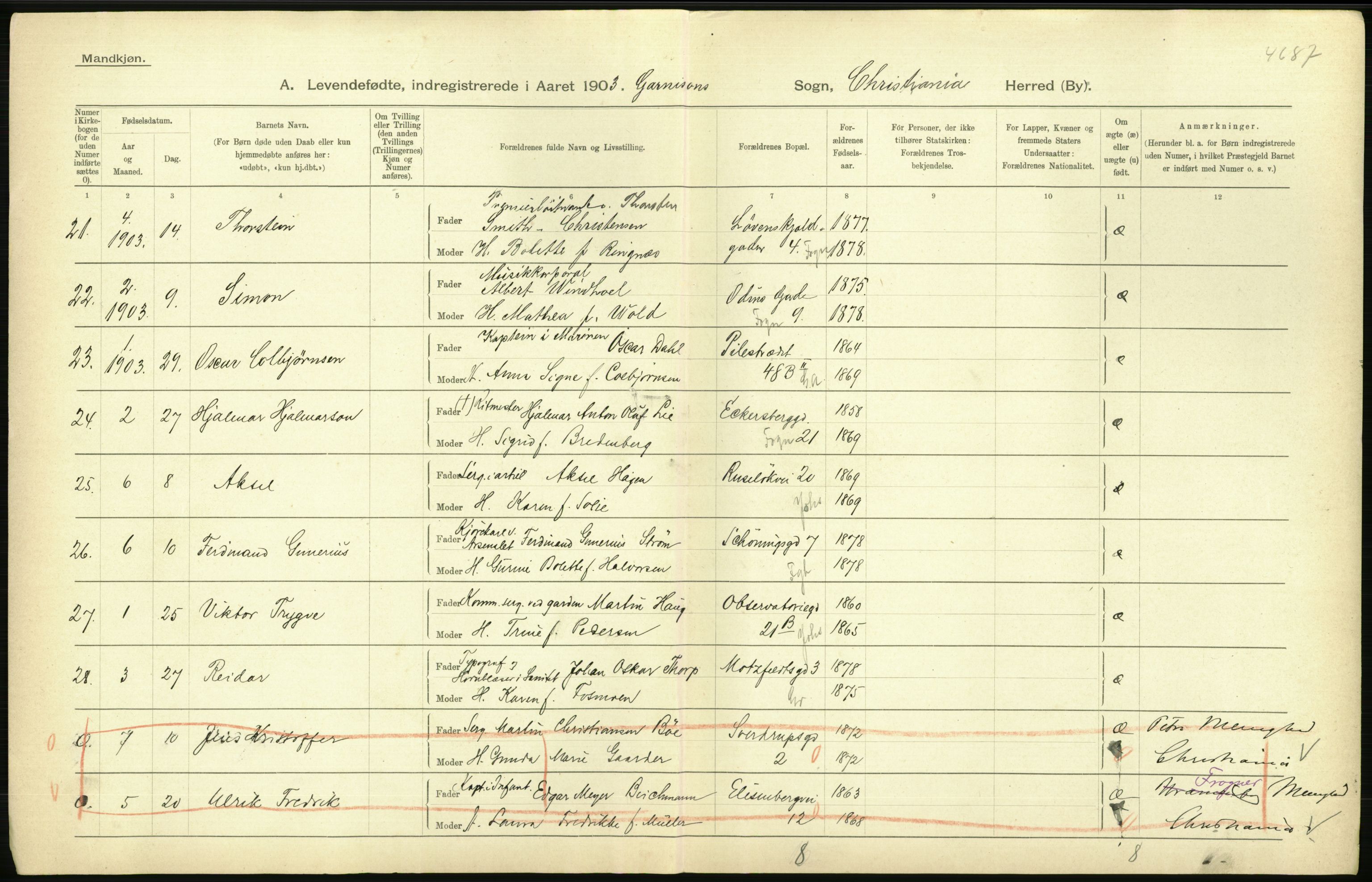 Statistisk sentralbyrå, Sosiodemografiske emner, Befolkning, AV/RA-S-2228/D/Df/Dfa/Dfaa/L0003: Kristiania: Fødte, 1903, p. 384