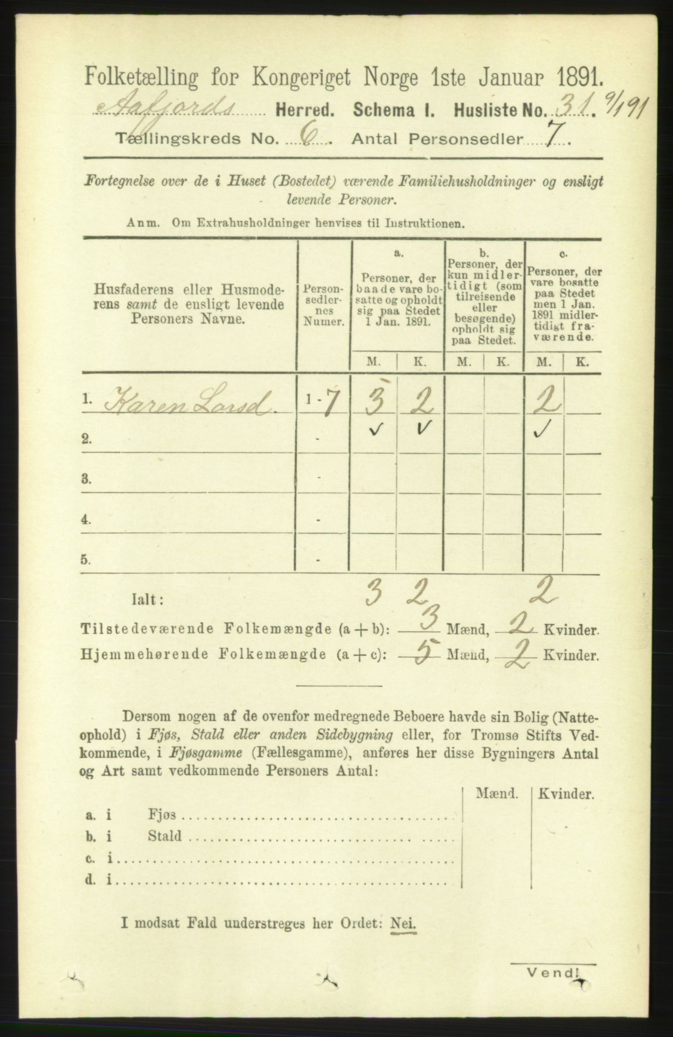 RA, 1891 census for 1630 Åfjord, 1891, p. 1469