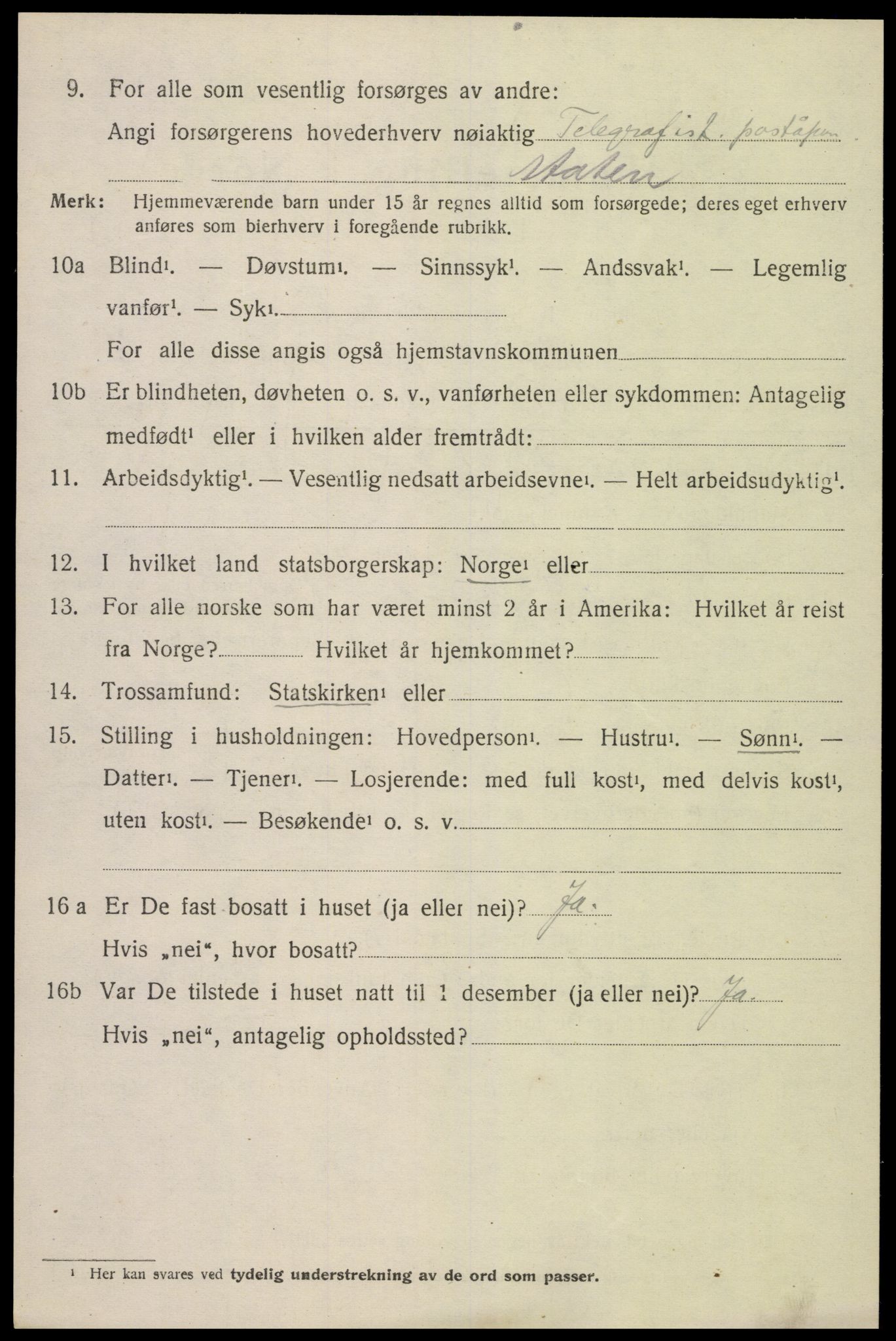 SAK, 1920 census for Øyestad, 1920, p. 3611
