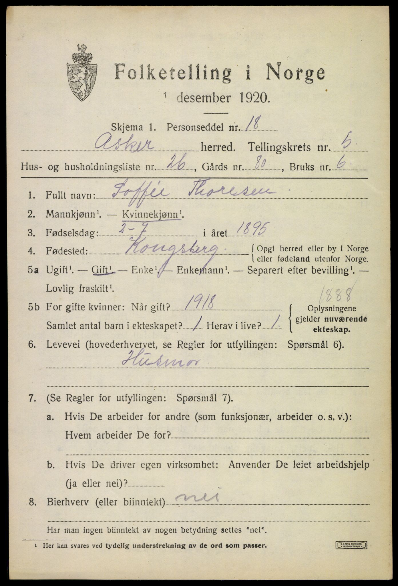 SAO, 1920 census for Asker, 1920, p. 12634