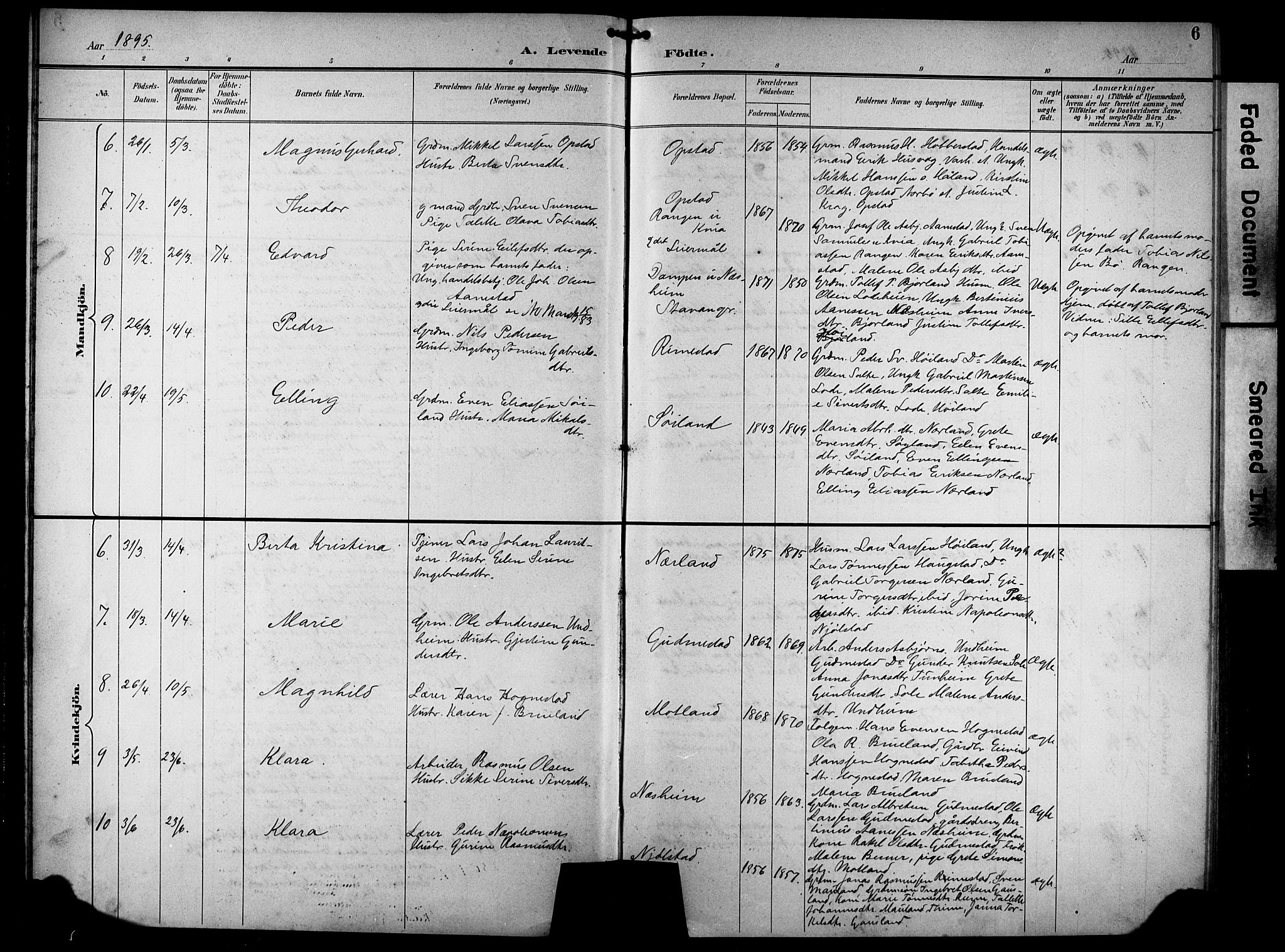 Hå sokneprestkontor, AV/SAST-A-101801/001/30BB/L0005: Parish register (copy) no. B 5, 1894-1912, p. 6