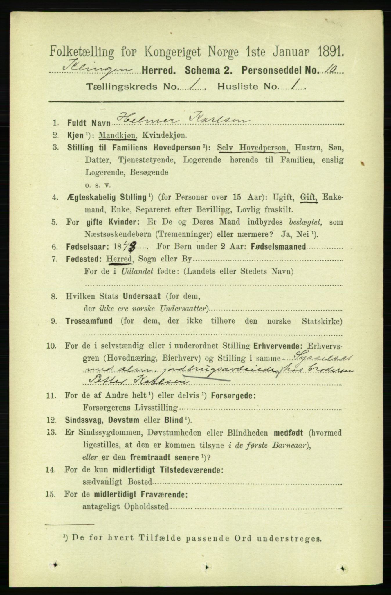 RA, 1891 census for 1746 Klinga, 1891, p. 93