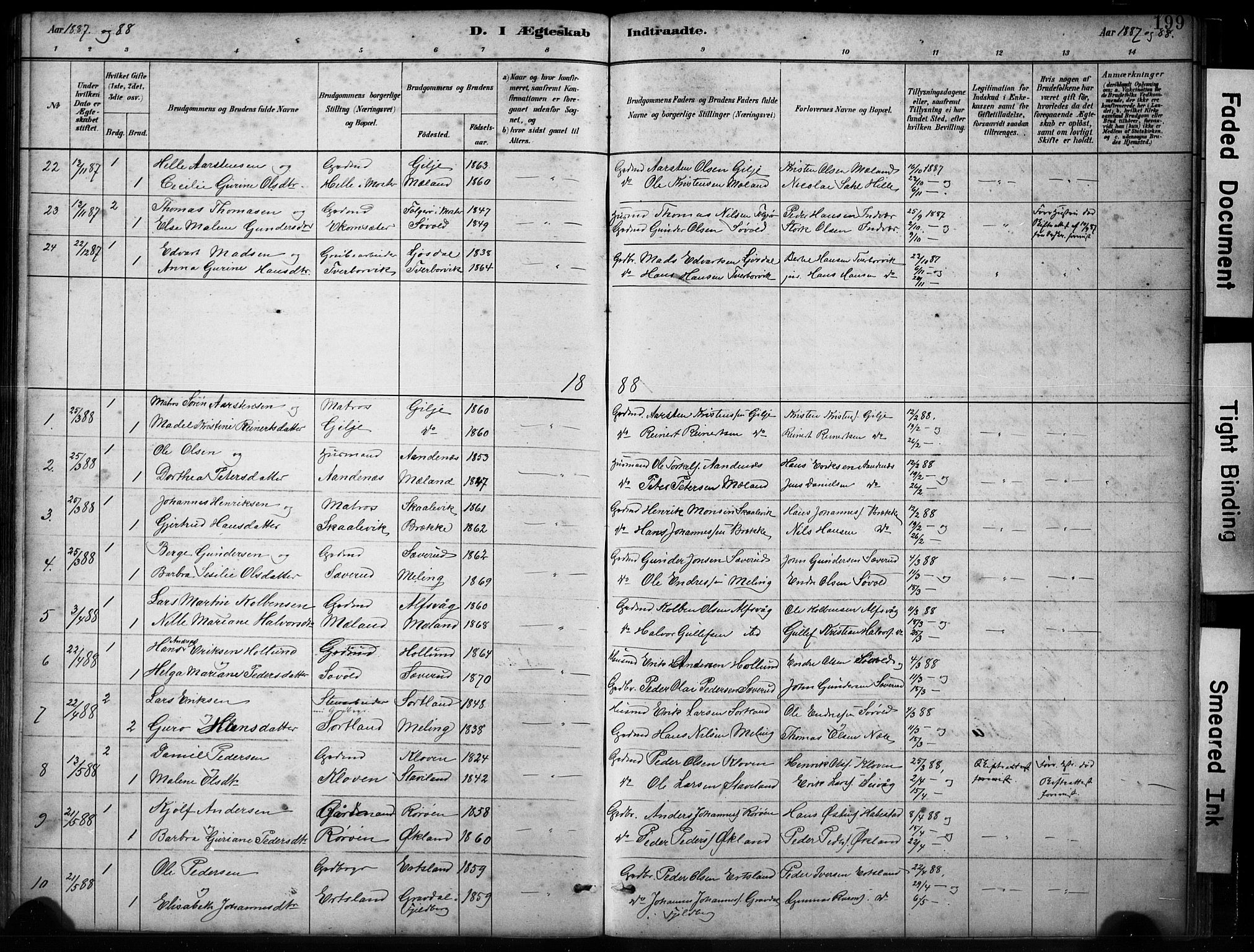 Finnås sokneprestembete, SAB/A-99925/H/Ha/Hab/Habb/L0003: Parish register (copy) no. B 3, 1882-1897, p. 199